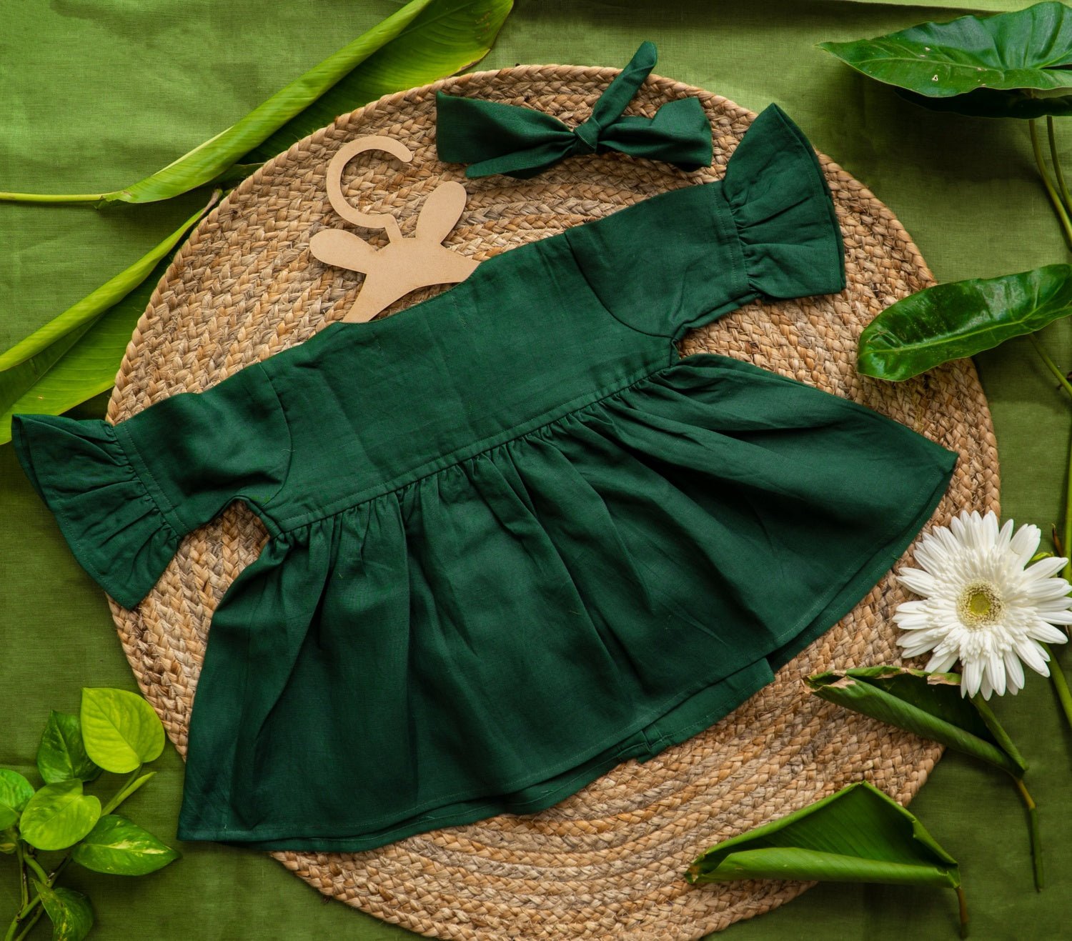 Forest Oasis Green Top for Girls Relaxed Fit – Kids Frocks & Dresses on Brown Living™. SKU: ARN008_0-3. Img 2.