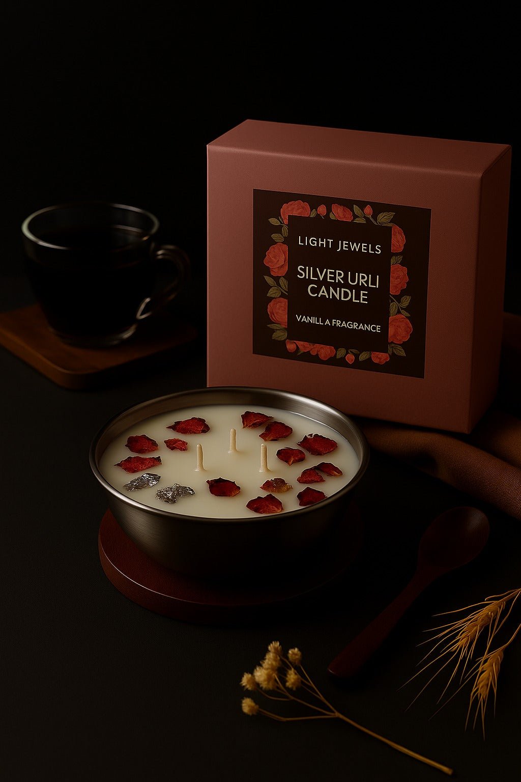 Fragrant Silver Urli Candle – Candles & Fragrances on Brown Living™. SKU: SN2558. Img 2.
