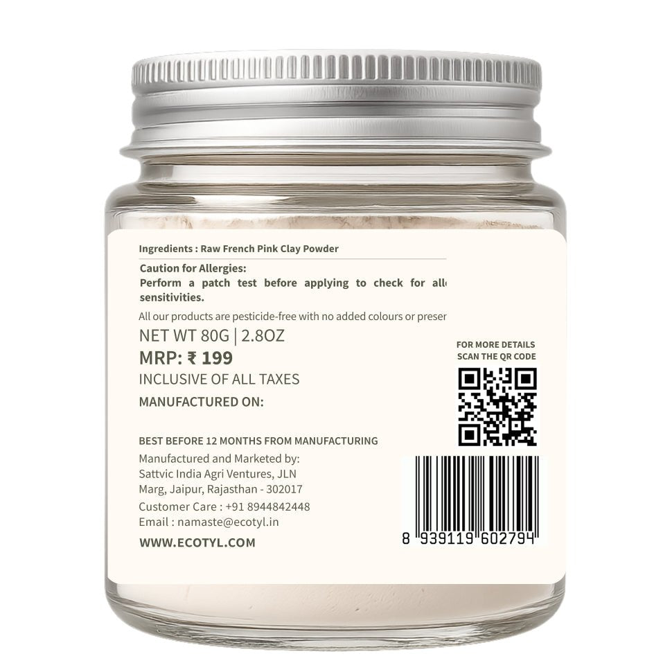 French Pink Clay | Gentle Detox Clay | Skin Brightening | 80g – Face Mask by Ecotyl available on Brown Living™. . SKU: ECOTYL00043. Img 6.