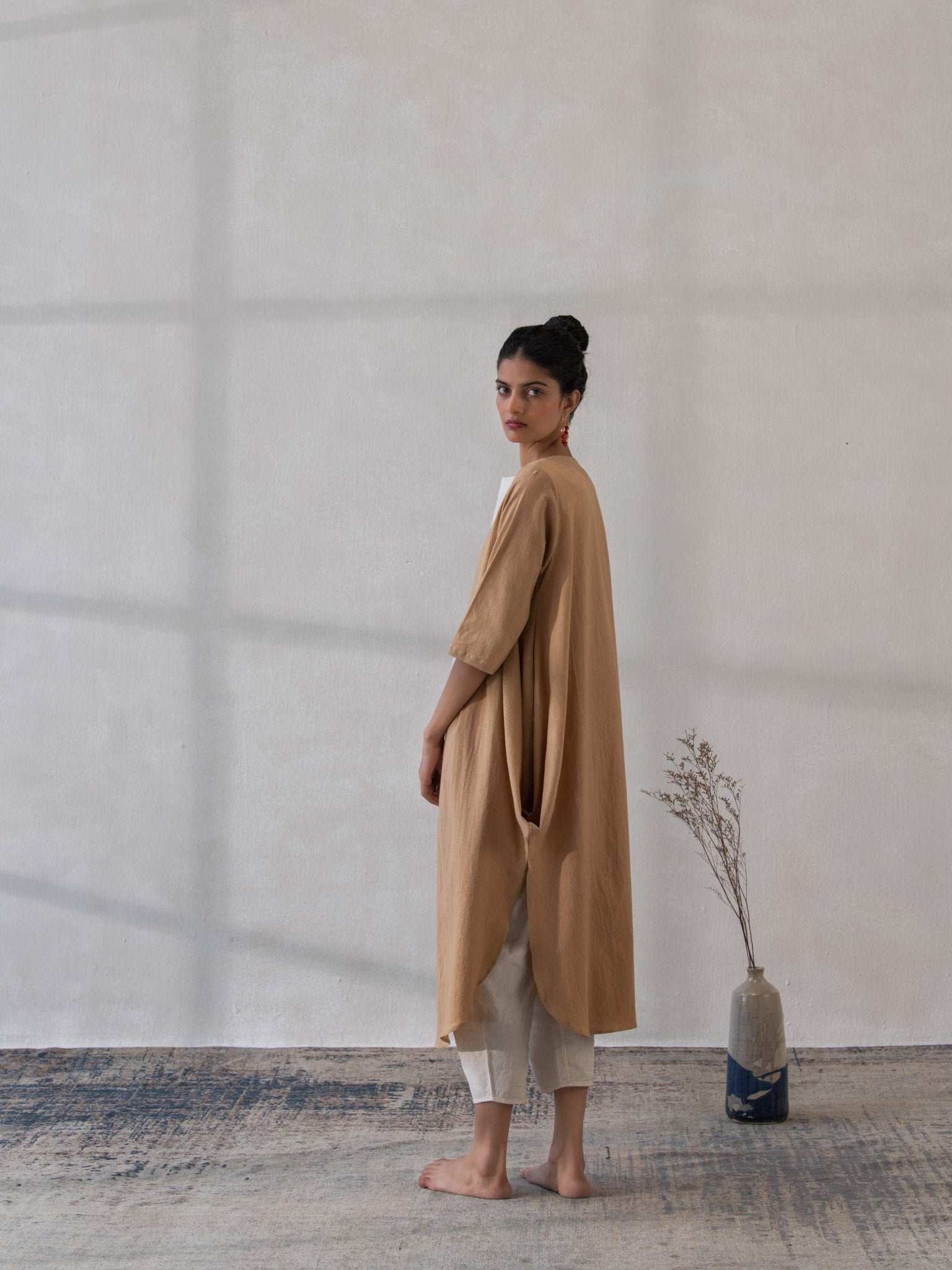 Front Open Cowl Kala Cotton Jacket | Stylish & Comfortable – Womens Jacket on Brown Living™. SKU: DCSS25L03S. Img 4.