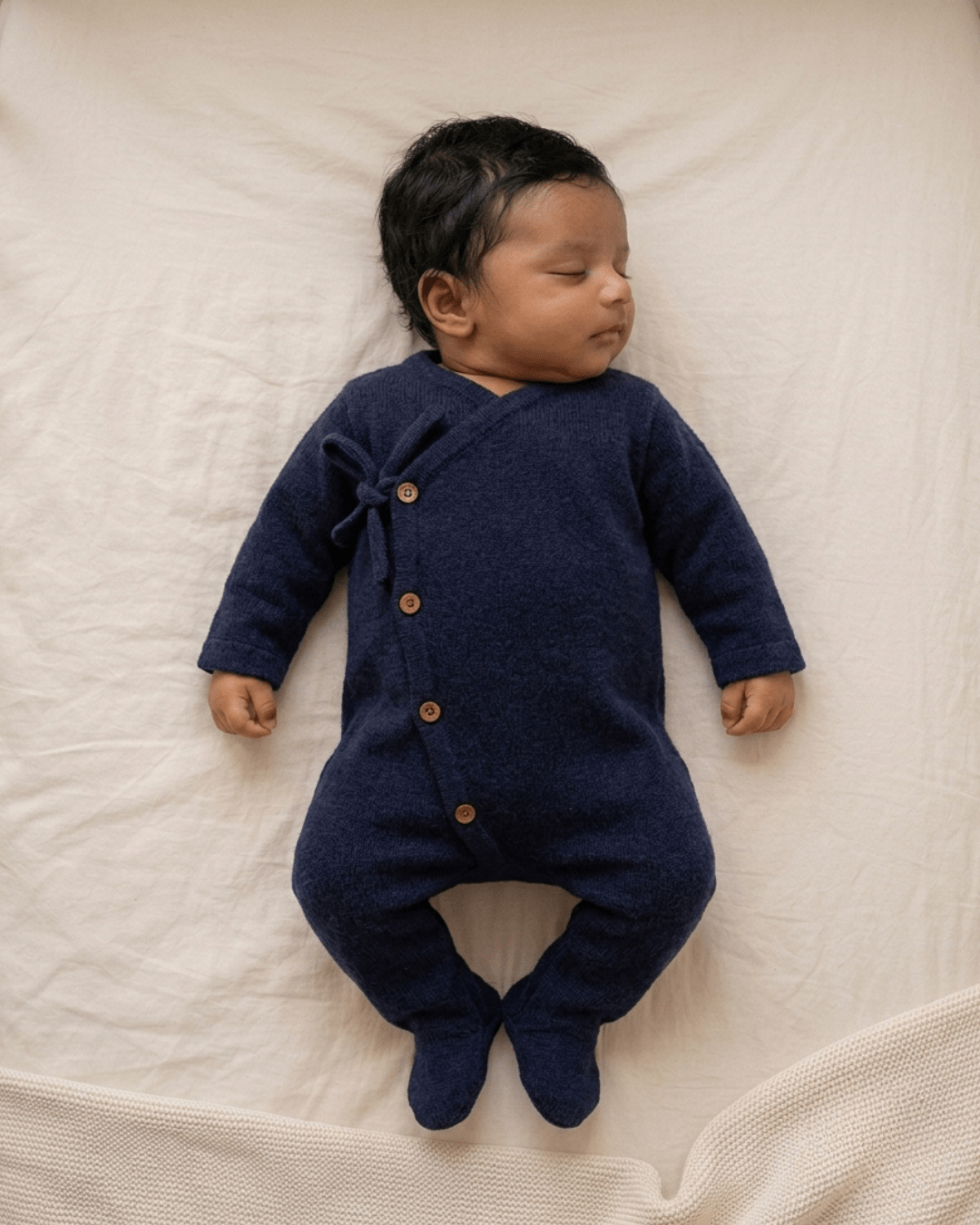 Full Onesie for Babies | Pure Wool Herbal Dyed Full Sleeved Tee – Kids Daywear Sets on Brown Living™. SKU: OBB03011. Img 5.