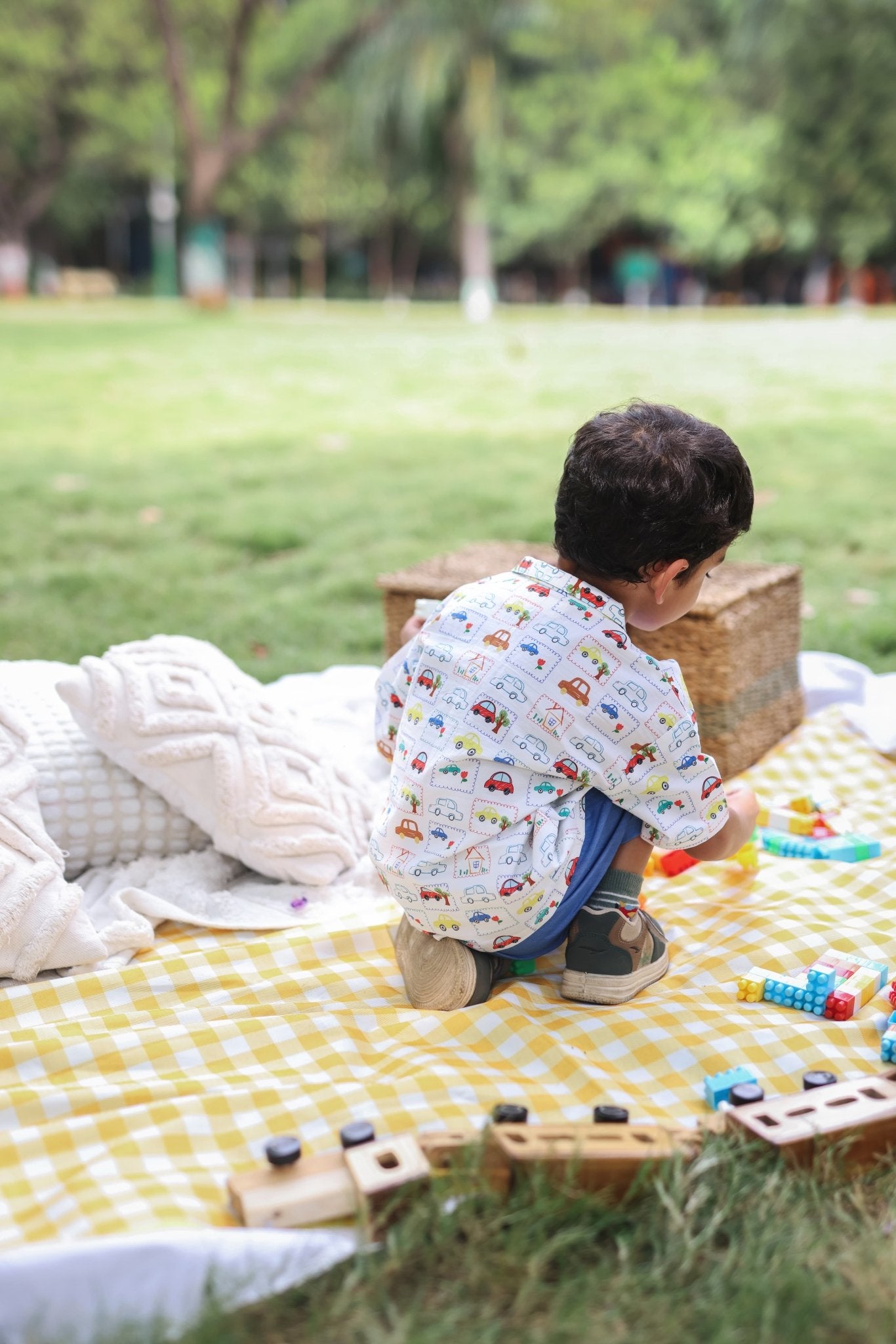 Gaadi Grid Boys Co - ord Set | Printed Comfortable Kids Outfit – Kids Daywear Sets on Brown Living™. SKU: GGB23M1. Img 2.