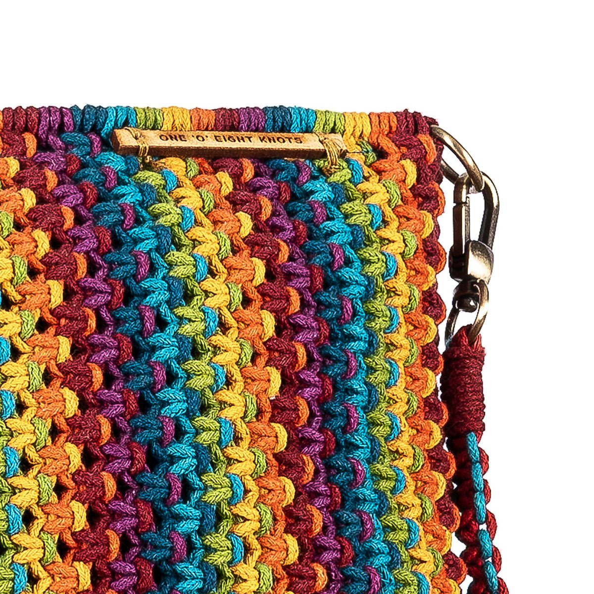 Gardenia Hand - Knotted Sling Bag | Blended Yarn Artisan Sling – Sling Bag on Brown Living™. SKU: S23MGARSLIN171-BL. Img 3.