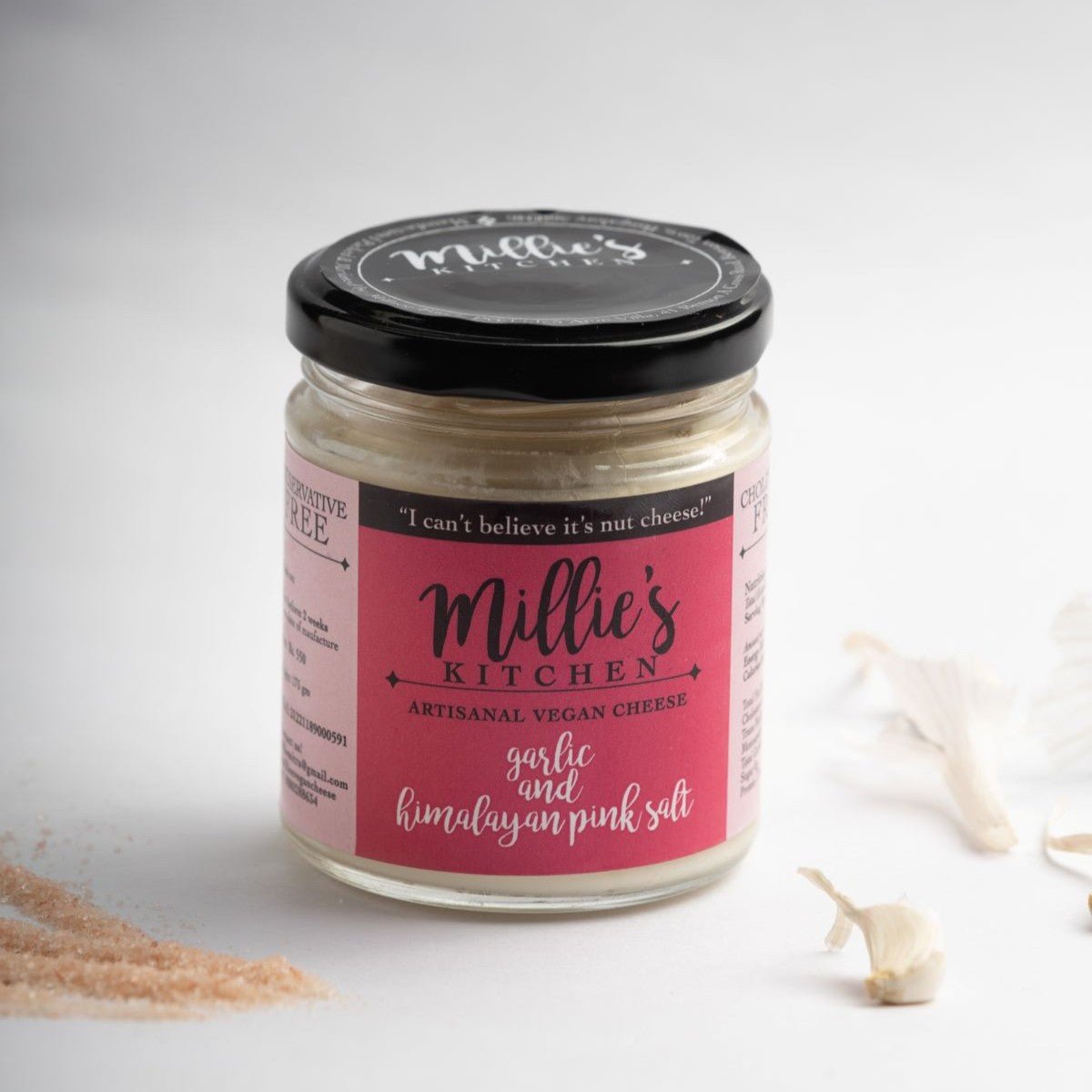 Garlic & Pink Himalayan Salt – Creamy Artisan Spread with Subtle Zest – Jams & Spreads on Brown Living™. SKU: SC05GPS. Img 1.
