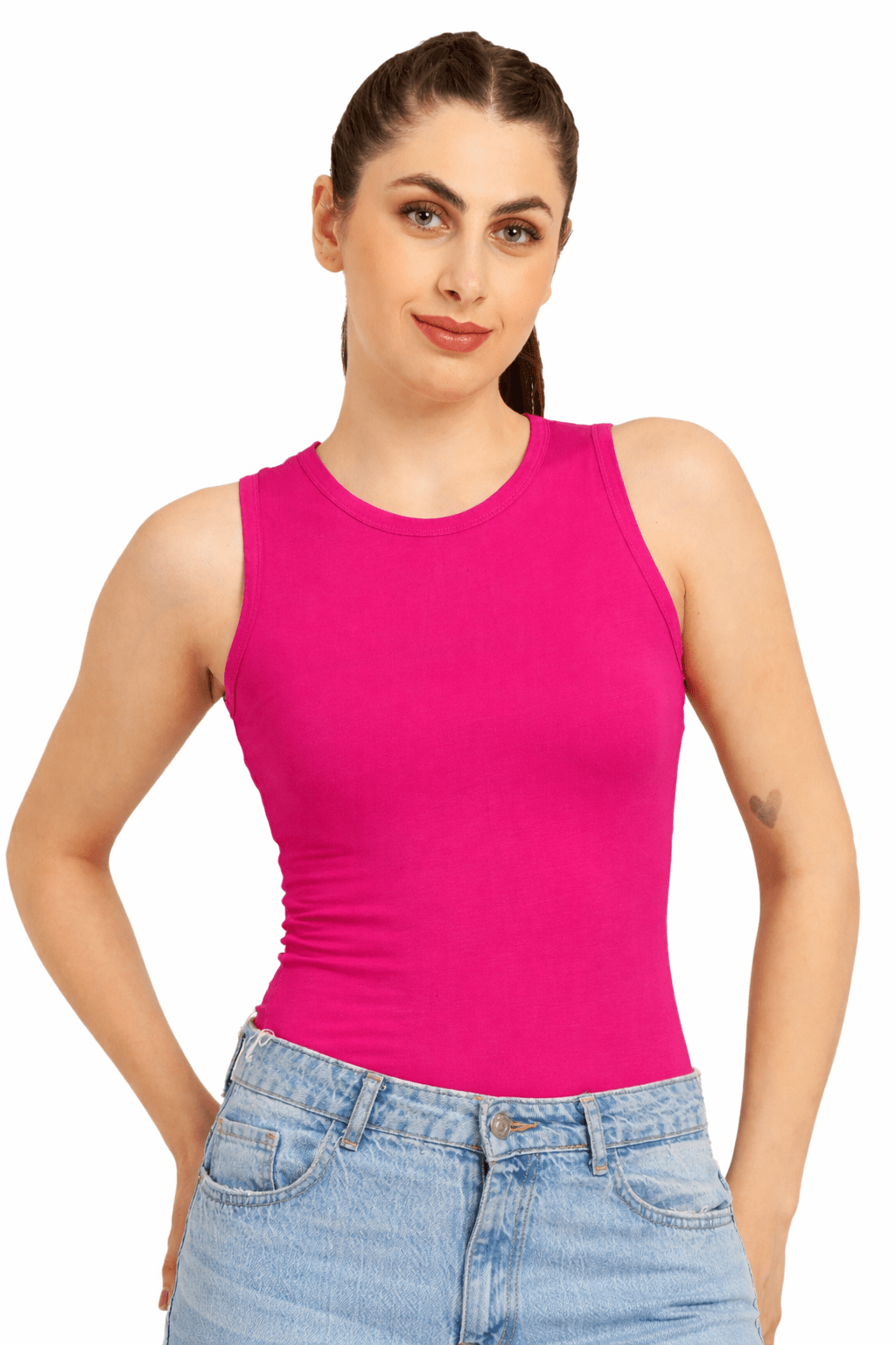 Gen Z Bamboo Tank Top For Women Breathable Casual Top – Womens Top on Brown Living™. SKU: W-TANK-TOP21-FUCH-S. Img 7.