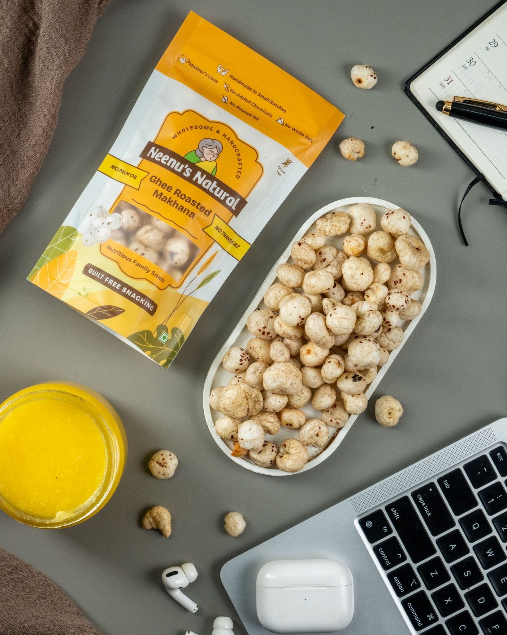 Ghee Roasted Makhana | Crunchy & Nutritious Fox Nut Snack – Healthy Snacks on Brown Living™. SKU: NN_12. Img 3.