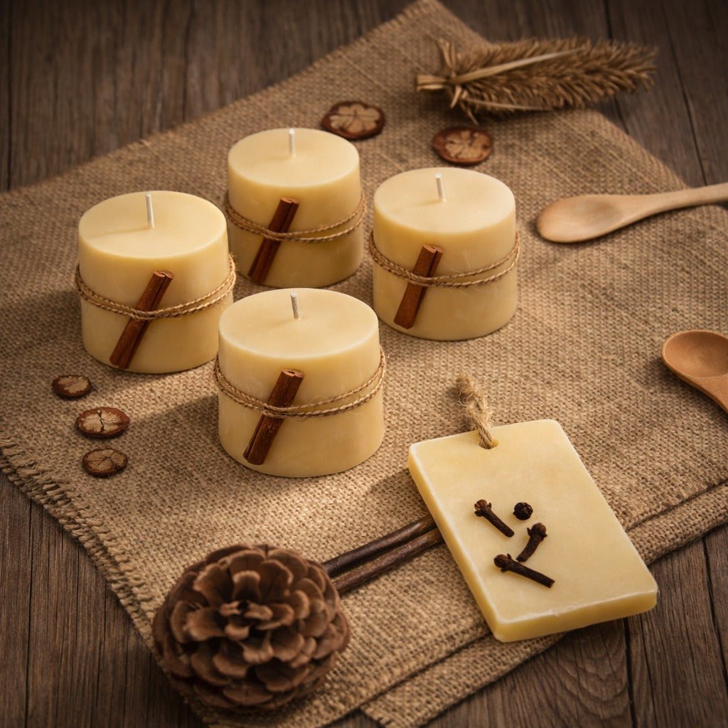 Gift Set Of 4 Coco Beeswax Candles With Orange Clove Fragrance Bar – Candles & Fragrances on Brown Living™. SKU: SN2573. Img 3.