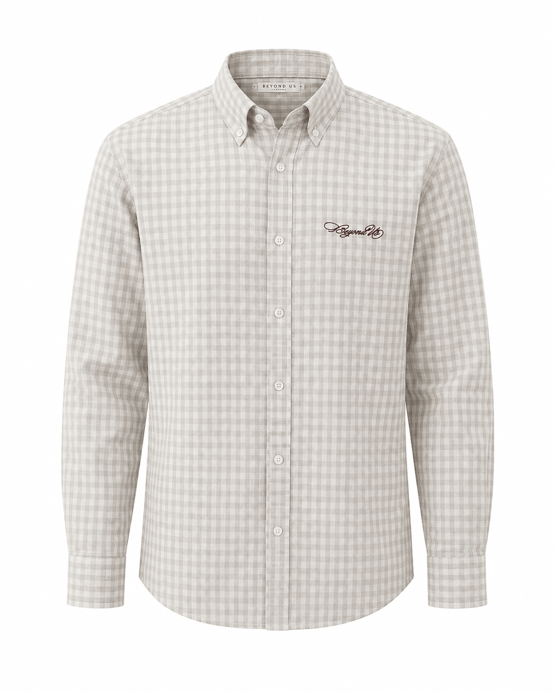 Gingham Men's Shirt | Classic Cotton Casual Shirt – Men Shirt on Brown Living™. SKU: M-CHECKS-SHIRT-GREY-S1. Img 6.