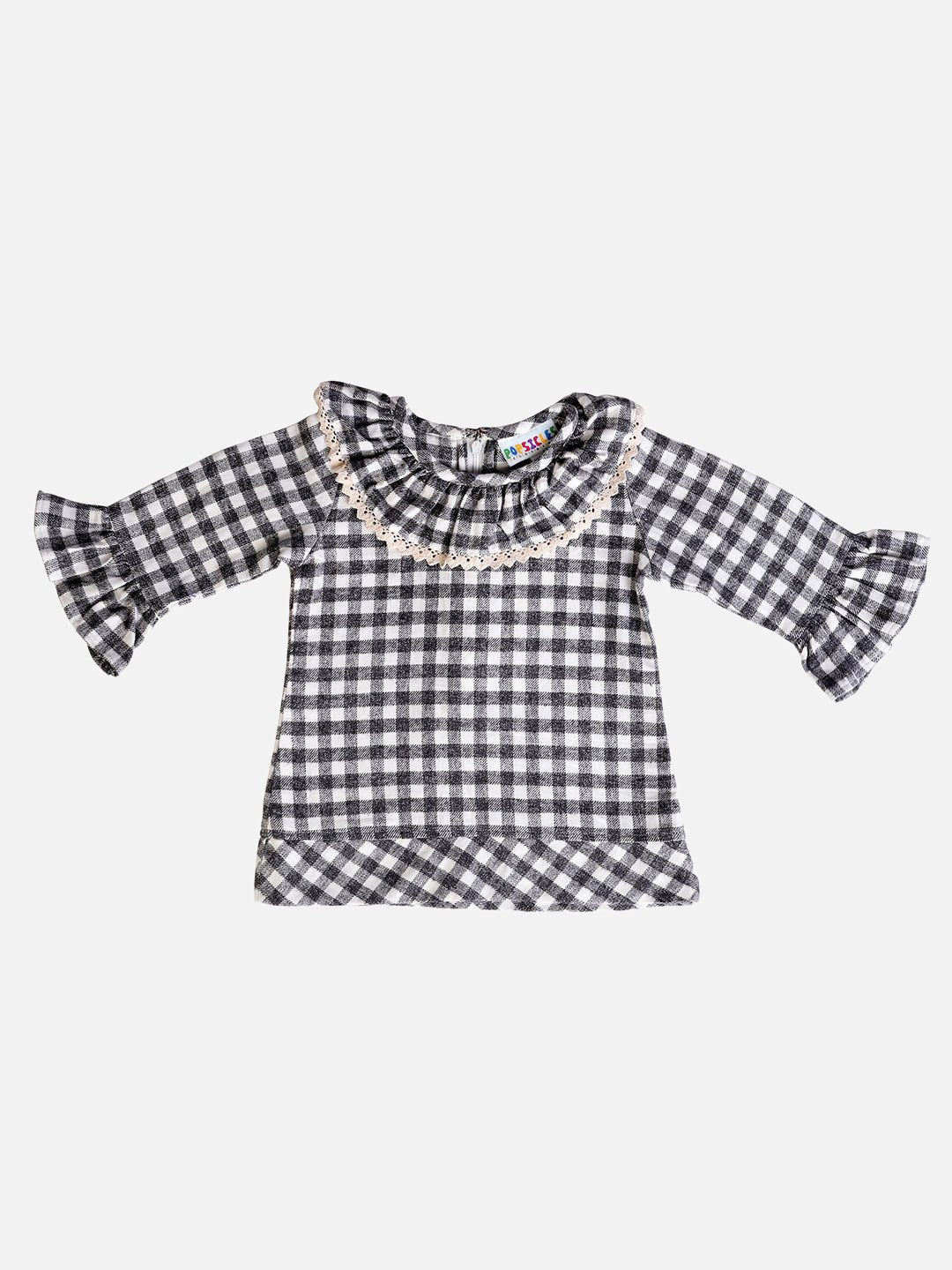 Girls Cotton Checkered Shirt Top – Grey – Kids Daywear Sets on Brown Living™. SKU: PG155_1. Img 1.