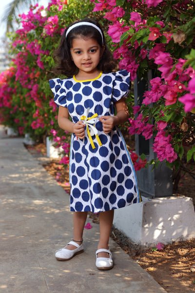 blue and brown toddler dress AW25 Deolinda