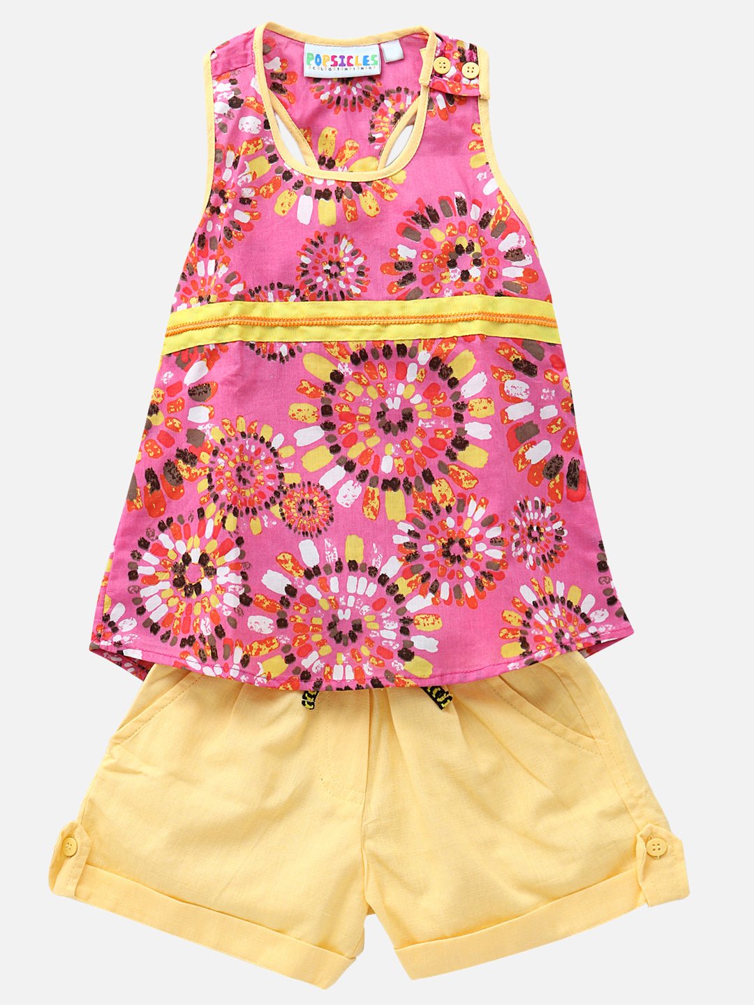 Girls Rouge Top & Shorts Set Regular Fit – Stylish Summer Outfit – Kids Shirts on Brown Living™. SKU: PG032_1. Img 1.