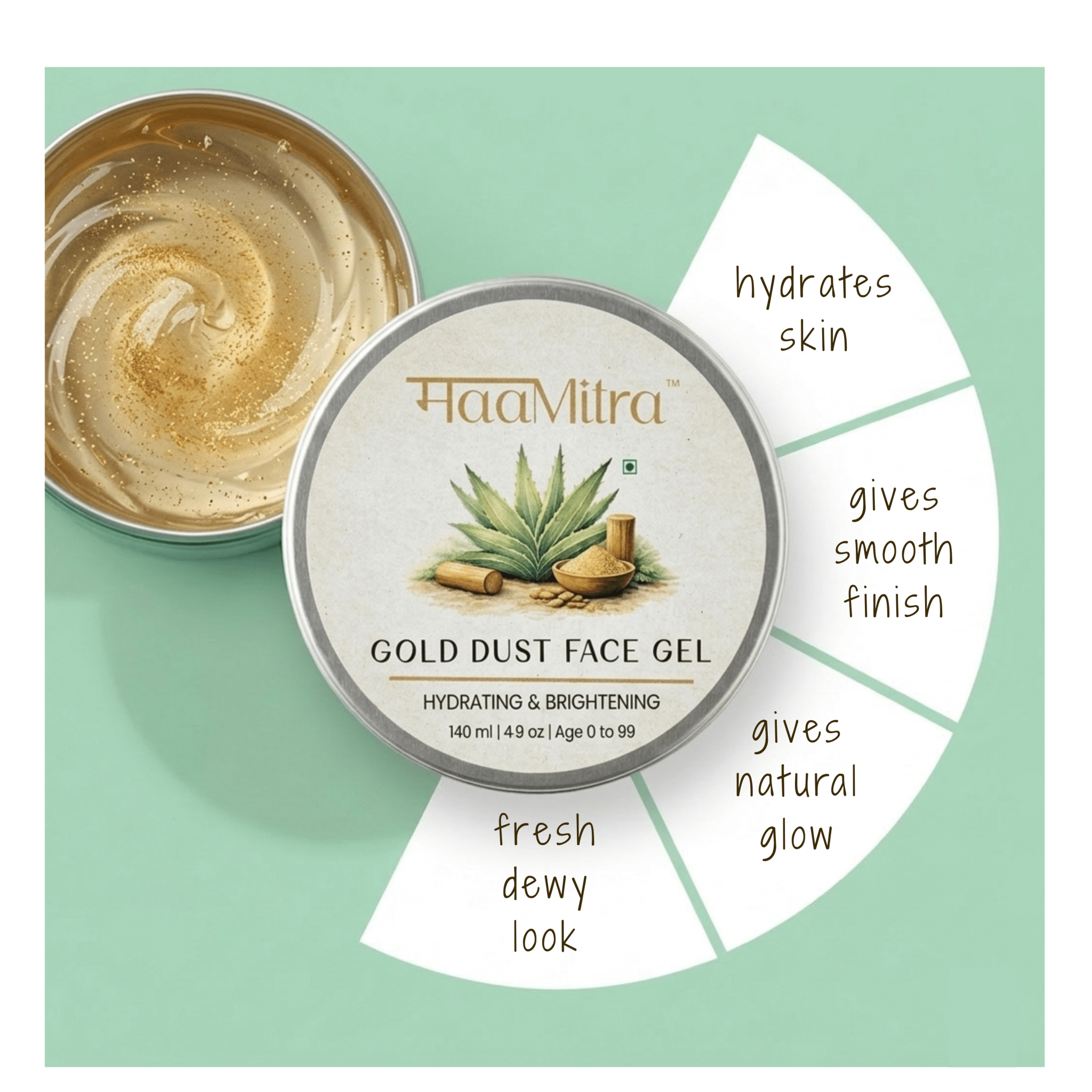Gold Dust Face Gel | Hydrating & Brightening Face Gel For Glowing Skin – Lotions & Moisturizers on Brown Living™. SKU: MM-GDFK. Img 5.