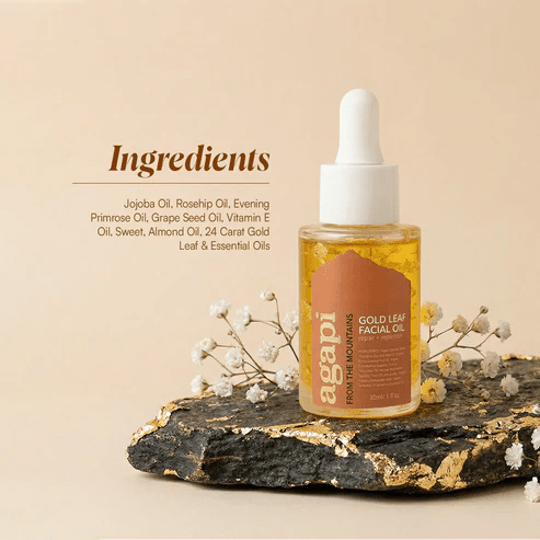 Gold Leaf Facial Oil- 30ml – Face Oil on Brown Living™. SKU: GLFO-01_24BL43. Img 2.