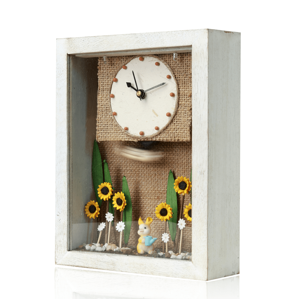 Golden Hour Table Clock | Handcrafted Wooden Desk Clock – Home Decor on Brown Living™. SKU: CL-GH. Img 2.