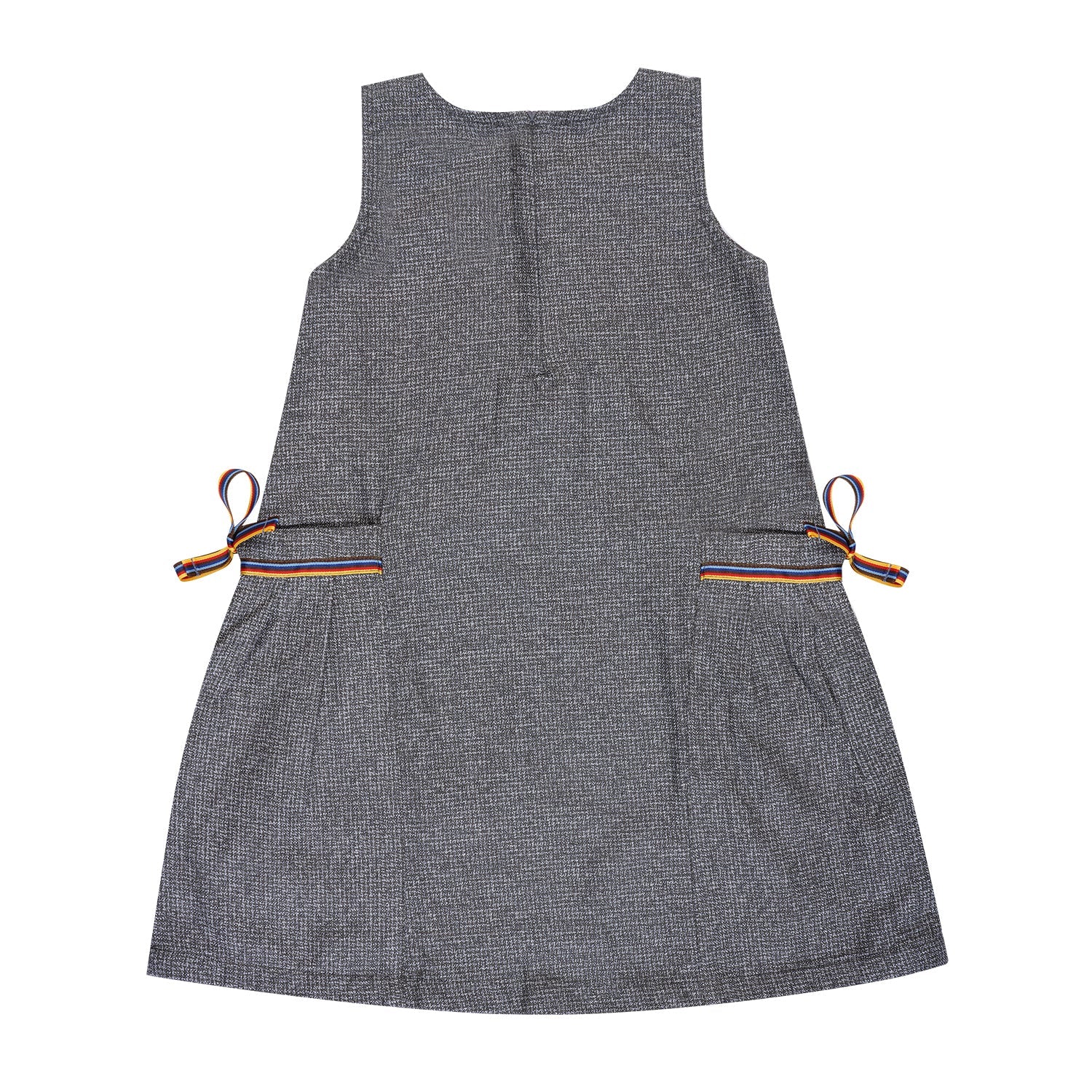 Grey Bow - Detail Dress For Girls | Regular Fit Elegant Party Wear – Kids Daywear Sets on Brown Living™. SKU: PG167_1. Img 2.