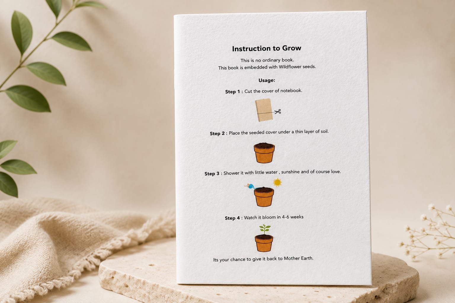 Grow Notes Plantable Seed Paper Notebook | Eco-Friendly Diary – Notebooks & Notepads on Brown Living™. SKU: BRC-ECO-PSN-01. Img 5.