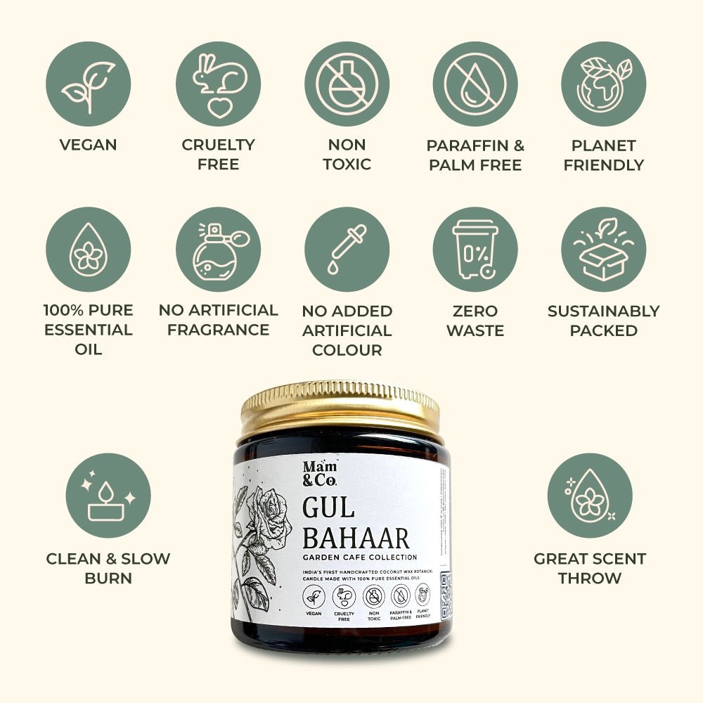 Gul Bahaar - 100% Coconut Wax Botanical Candle | Verified Sustainable by Brown Living™