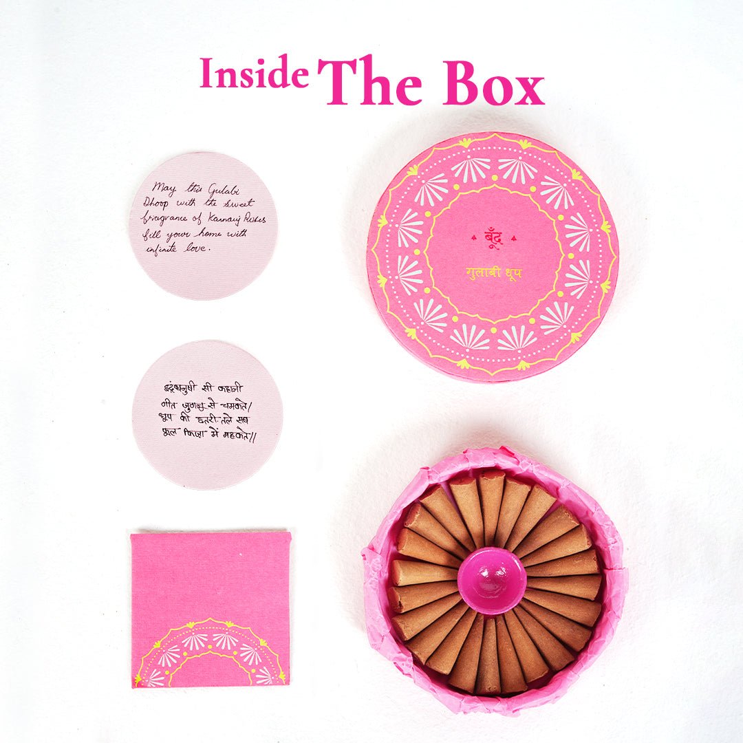 Gulabi Dhoop - Pure Indian Rose Incense Cones – Candles & Fragrances by Boond Fragrances available on Brown Living™. . SKU: BFD01. Img 7.