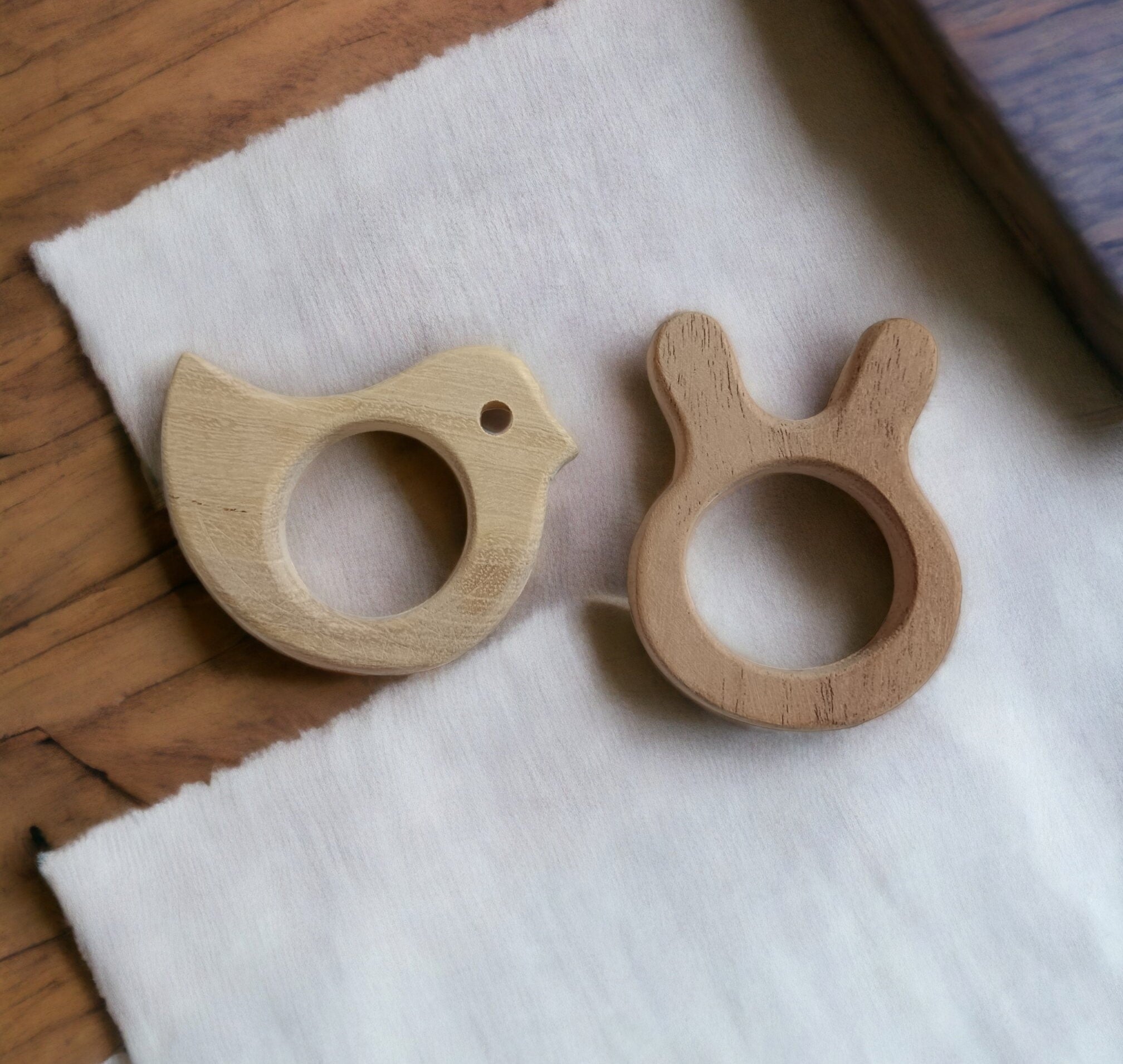 Gum Strengthening Neem Wooden Teethers – Bunny & Dove Shapes – Baby Teethers & Soothers on Brown Living™. SKU: T_BNY-DV. Img 3.