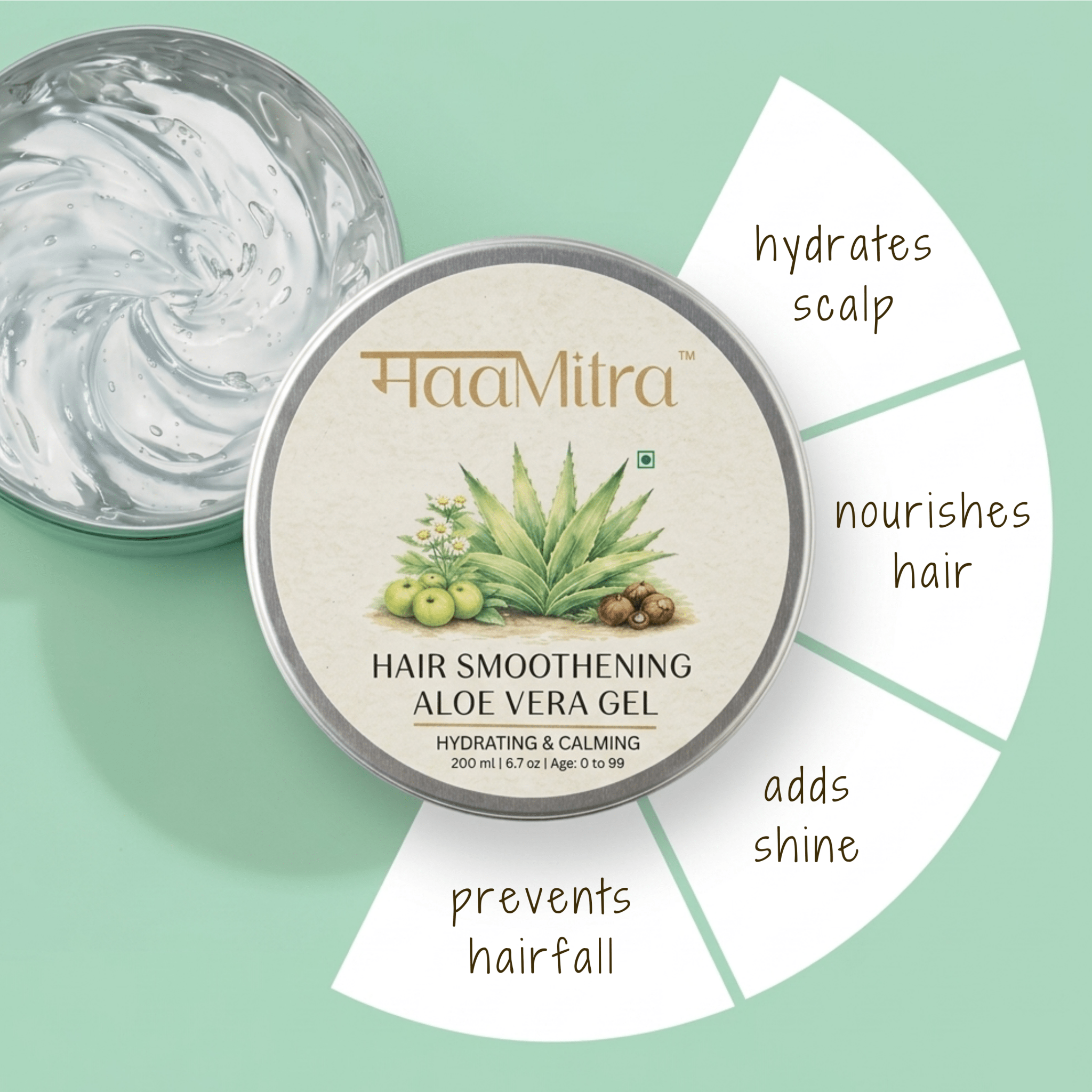 Hair Smoothening Aloe Vera Gel | Hydrating & Calming Natural Hair Gel – Hair Gel on Brown Living™. SKU: MM-HCG. Img 4.