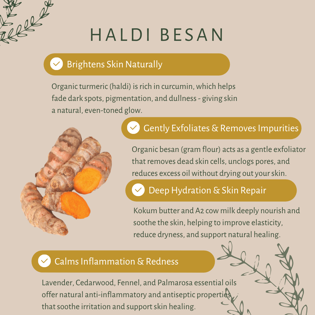 Haldi Besan Soap Bar for Dry, Dull and Acne Prone Skin – Body Soap by Lilo Naturals available on Brown Living™. . SKU: S10020. Img 3.