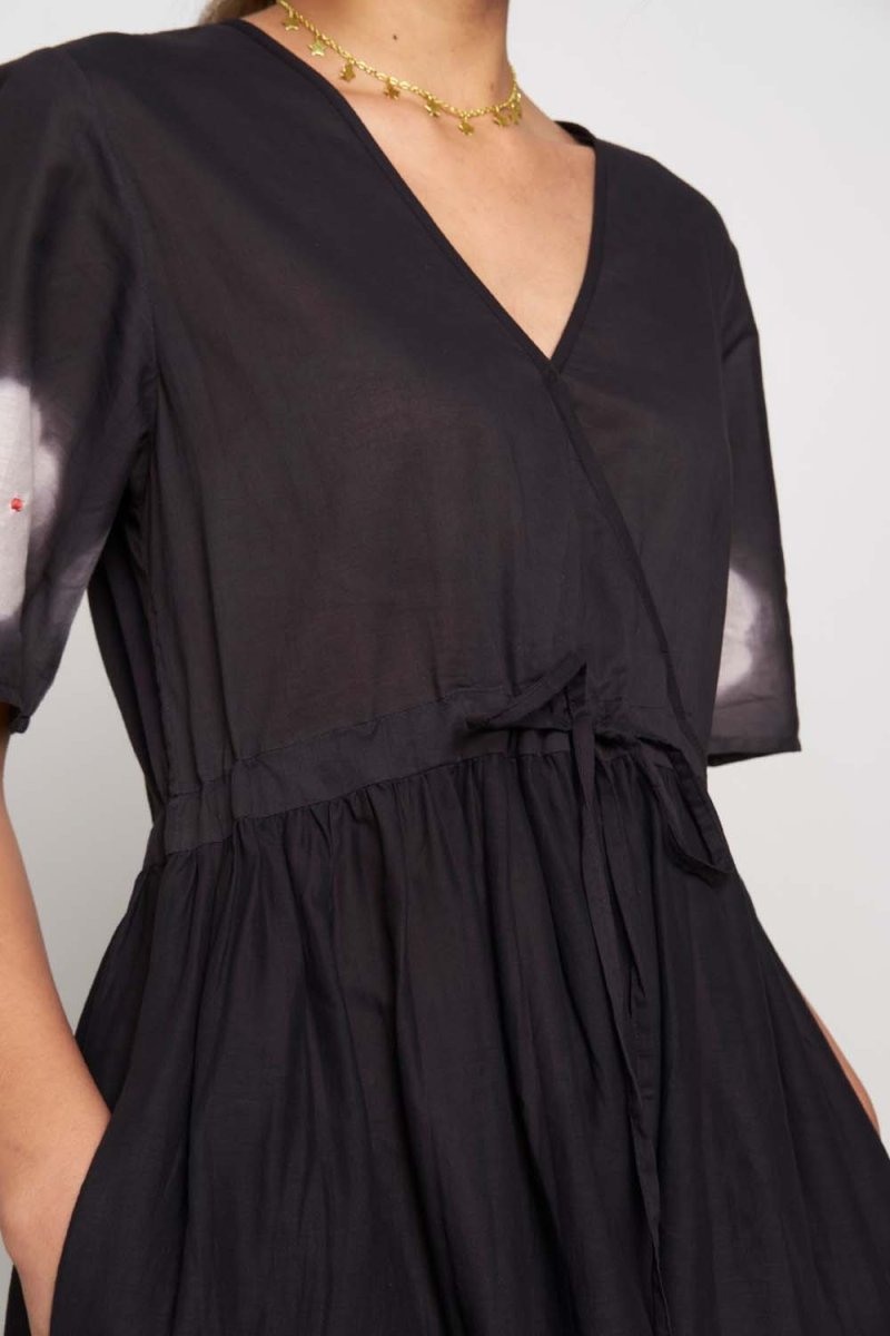 Hana Clamp Organic Cotton Wrap Dress | Naturally Dyed – Womens Dress on Brown Living™. SKU: SOS1003077. Img 2.