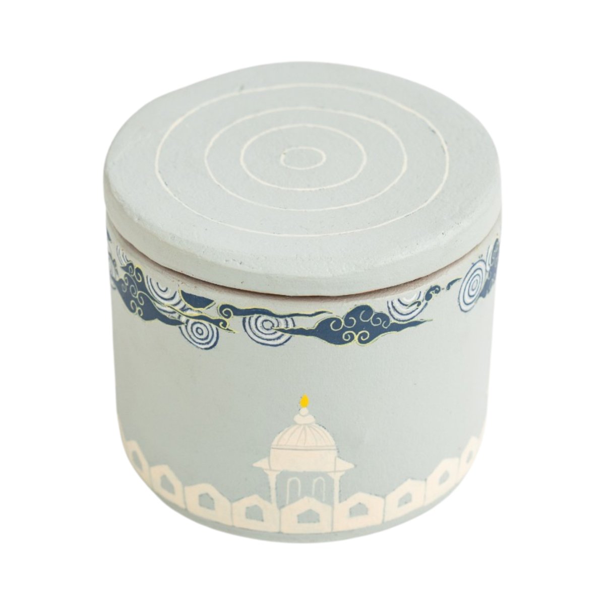 Hand Painted Terracotta Candle with Lid – Candles & Fragrances on Brown Living™. SKU: CN084A. Img 3.