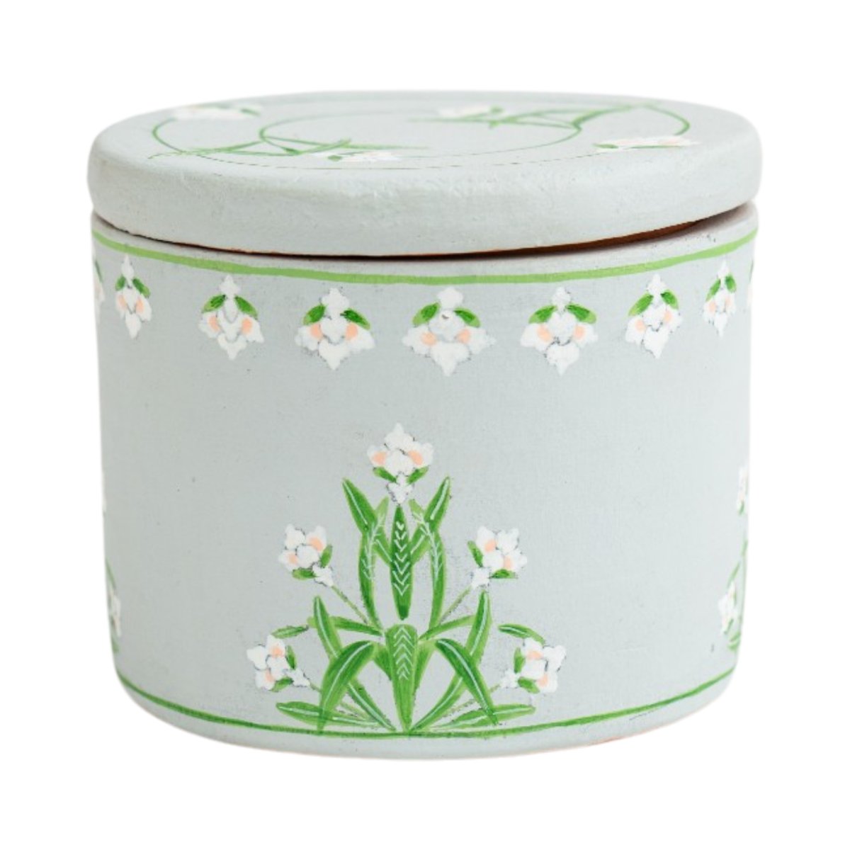 Hand Painted Terracotta Candle with Lid – Candles & Fragrances on Brown Living™. SKU: CN089A. Img 3.