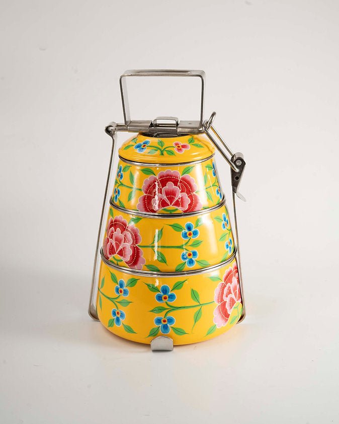 Hand Painted Tiffin Carrier | Steel Lunch Box with Artistic Design – Lunch Box on Brown Living™. SKU: ANTHPTCYHKG. Img 4.