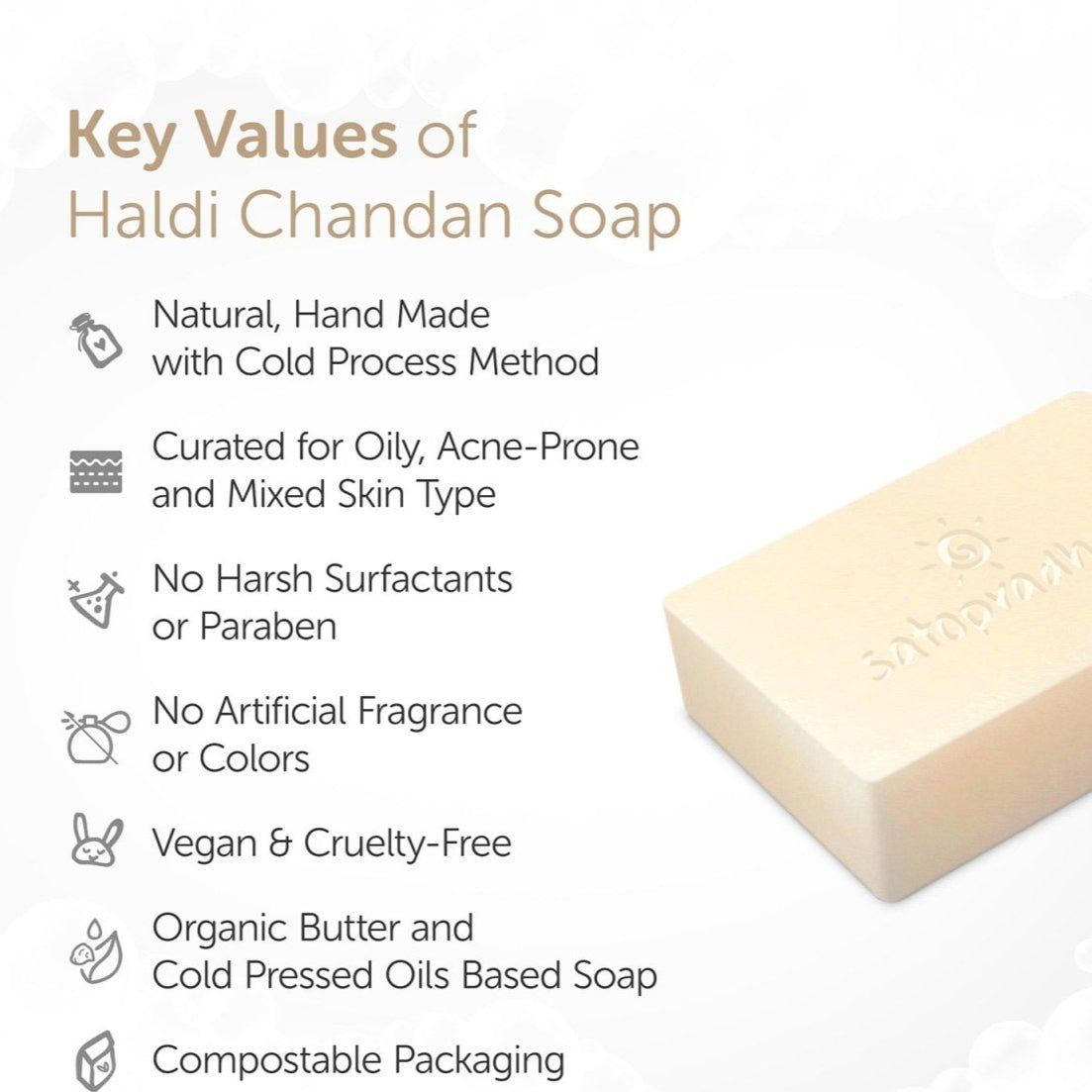 Handcrafted Anti - Ageing Haldi Chandan Soap - 80g – Body Soap on Brown Living™. SKU: 3BC_HCS - 1H. Img 2.