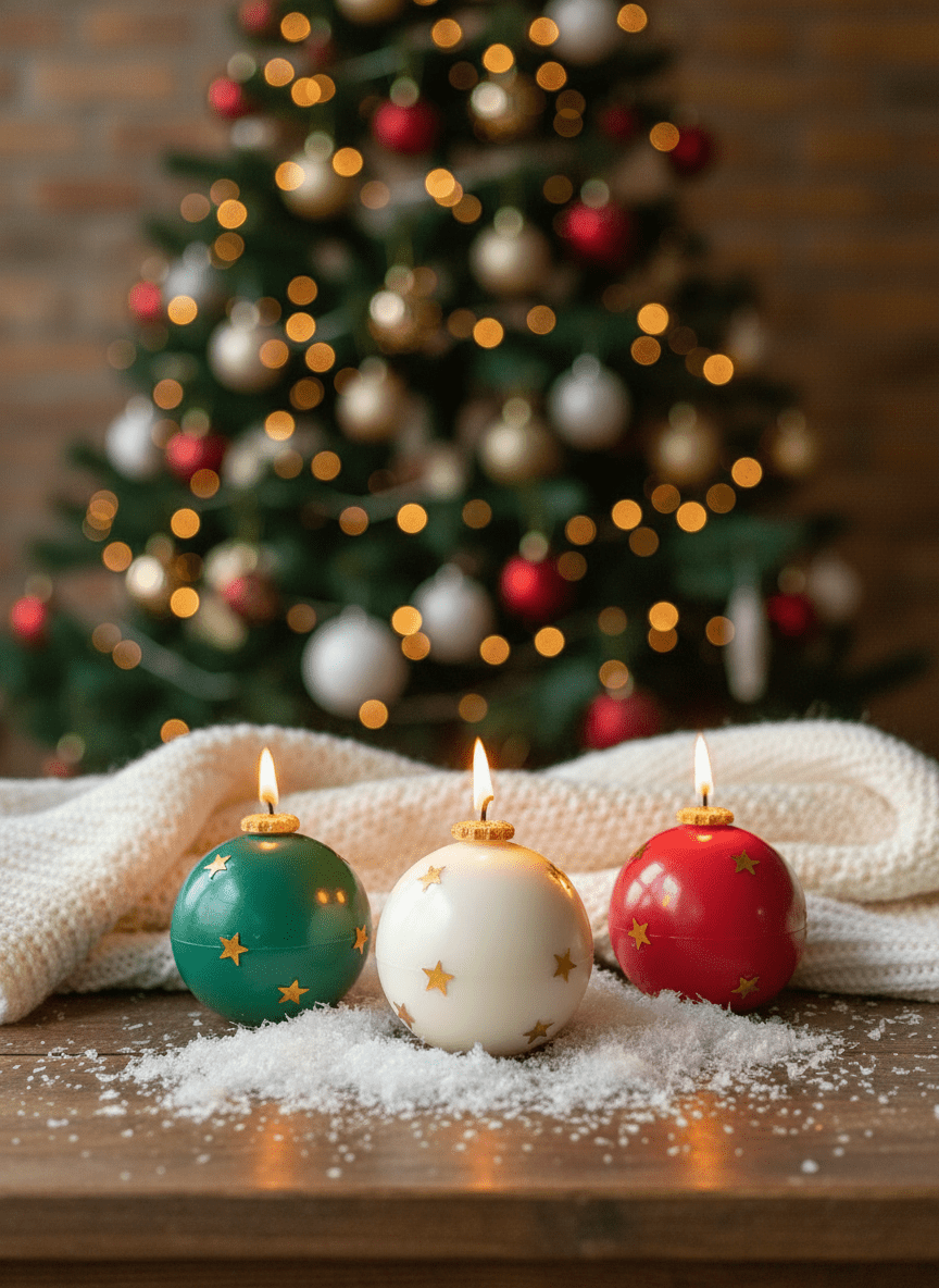 Handcrafted Christmas Ball | Soy & Beeswax Candle | Set of 3 – Candles & Fragrances on Brown Living™. SKU: CBC25. Img 1.