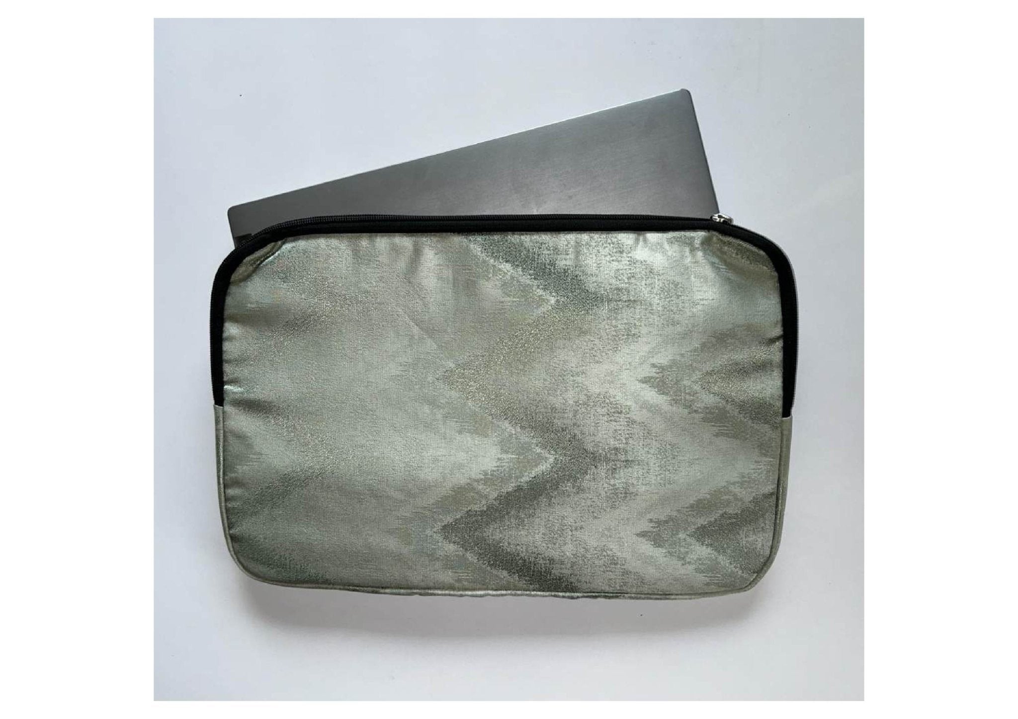 Handcrafted Cloth & PU Leather Laptop Sleeve - 15 Inch | Work Essential – Laptop Sleeve on Brown Living™. SKU: BL-1IA. Img 5.