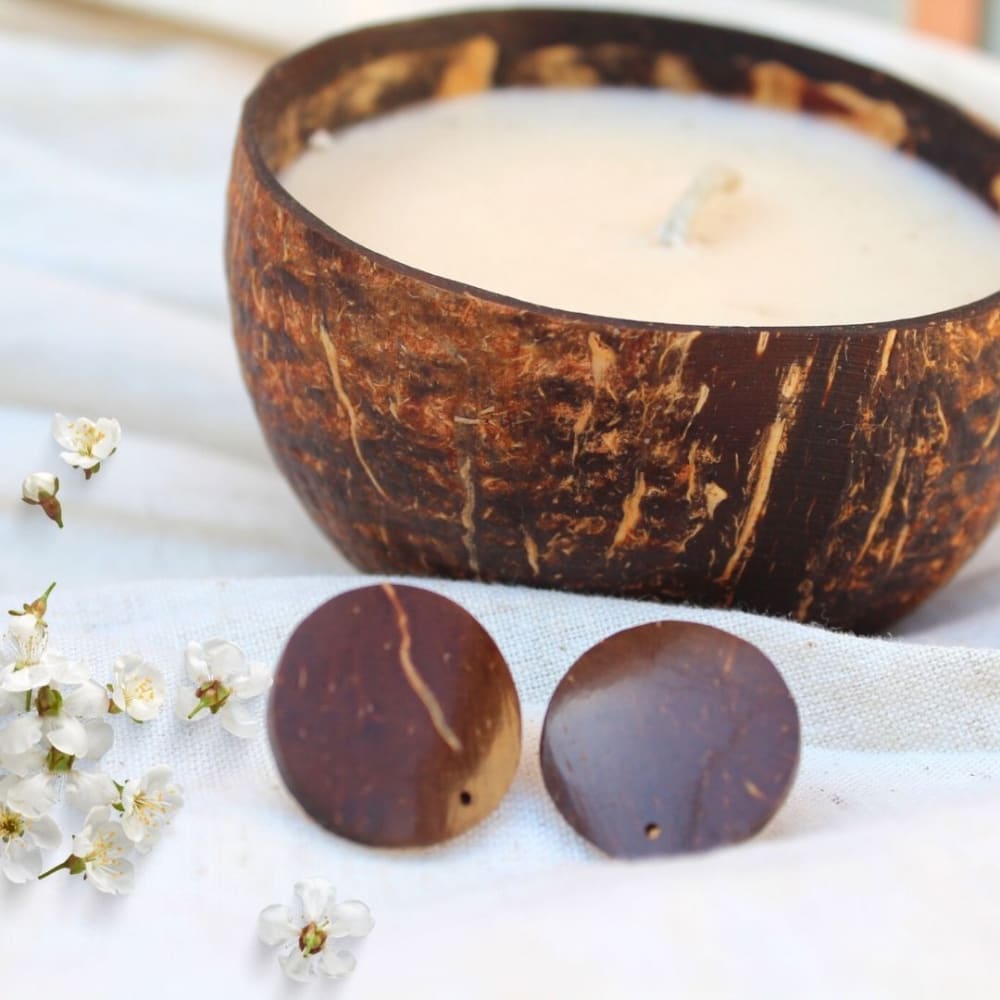 Handcrafted Coco Earth Drops Coconut Shell Earrings – Womens Jewellery on Brown Living™. SKU: OEP104a. Img 8.