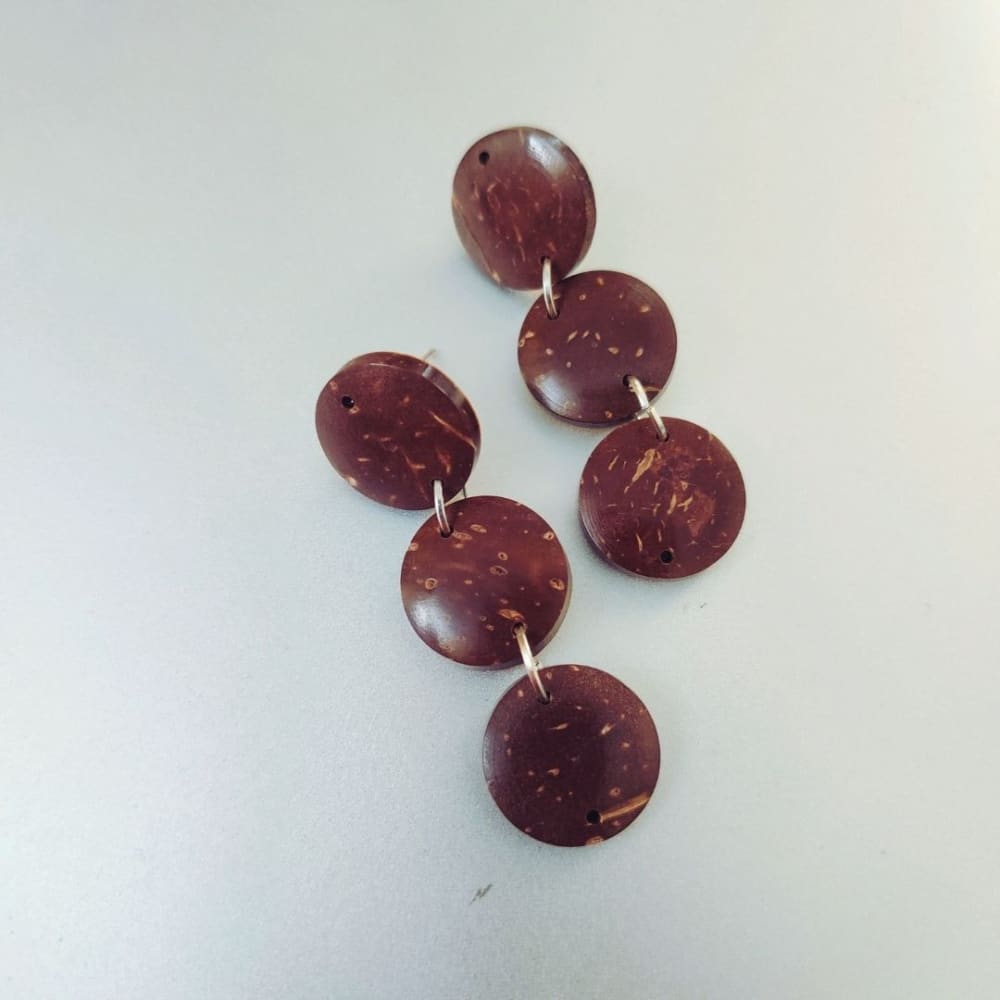 Handcrafted Coco Earth Drops Coconut Shell Earrings – Womens Jewellery on Brown Living™. SKU: OEP106a. Img 12.