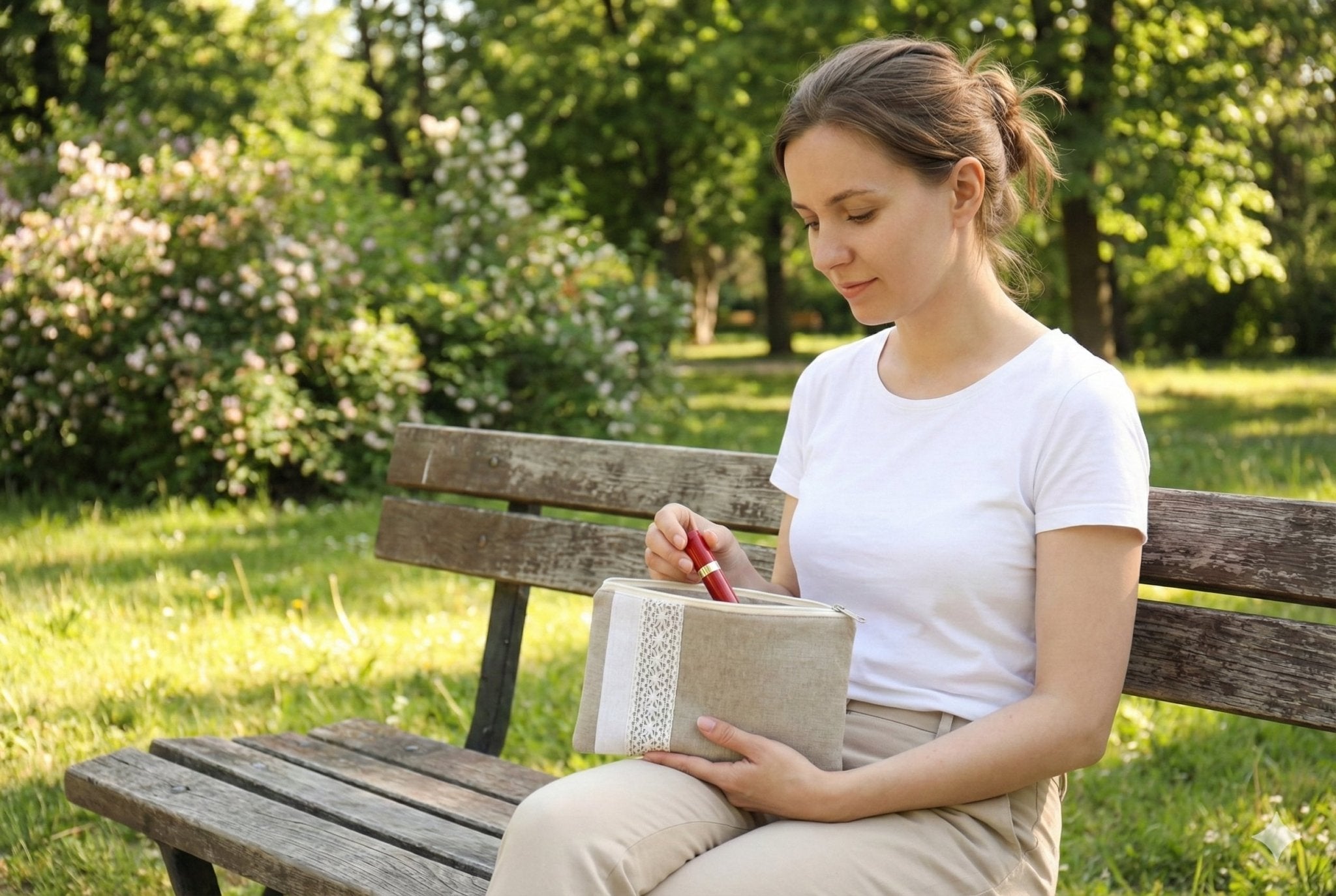 Handcrafted Cotton Travel Pouch – Eco - Friendly Lightweight Organizer – Travel Accessories on Brown Living™. SKU: GCP01-GREEN. Img 7.