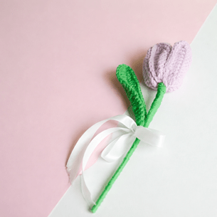 Handcrafted Dark Purple Crochet Tulip | Handmade Floral Decor – Home Decor on Brown Living™. SKU: DF-404. Img 6.