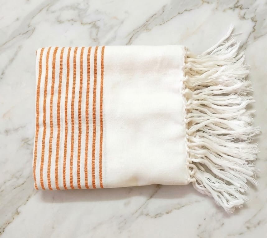 Handcrafted Easy Dry Bath Towel | 100% Cotton – Bath Linens on Brown Living™. SKU: Orangetowel. Img 14.