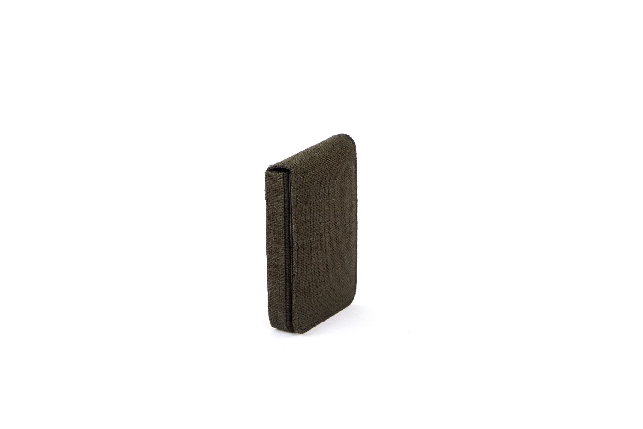 Handcrafted Eco - Friendly Hemp Fliptop Vertical Card Holder – Desk Accessories on Brown Living™. SKU: GCH01-OLIVE. Img 4.