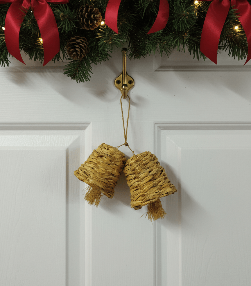 Handcrafted EcoCraft Banana Fiber Christmas Bell – Decor & Artefacts on Brown Living™. SKU: APPCL-111. Img 3.