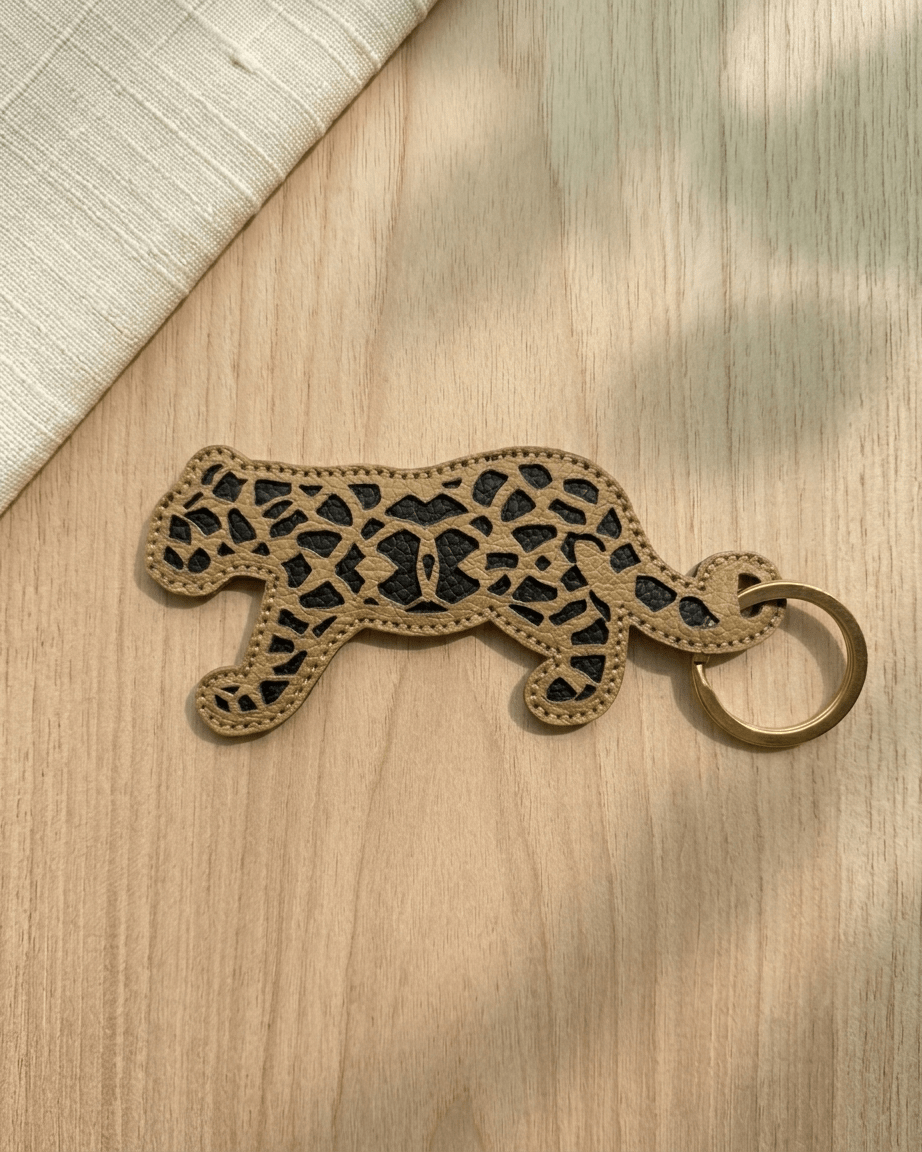 Handcrafted Leopard Keychain | Handmade Animal-Themed Keychain – Gift on Brown Living™. SKU: KC046. Img 3.