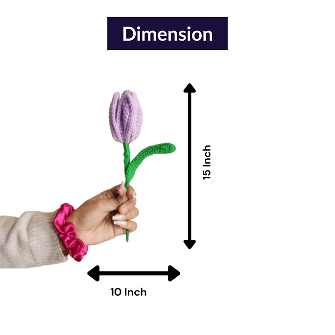 Handcrafted Light Purple Crochet Tulip Flower | Soft Decorative Accent – Home Decor on Brown Living™. SKU: DF-405. Img 5.