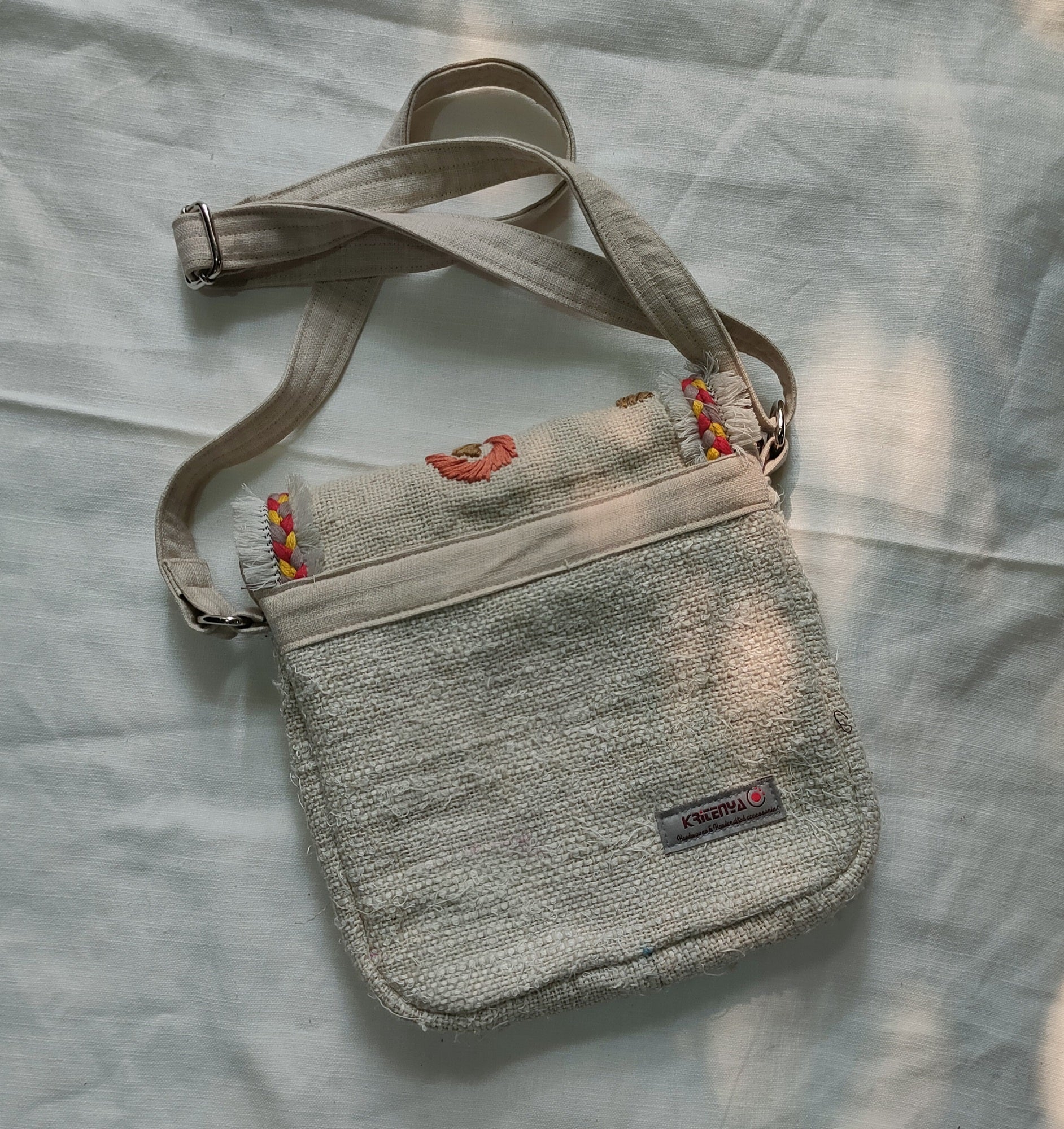 Handcrafted Linen - Cotton Sling Bag – Sling Bag on Brown Living™. SKU: KRBL02. Img 6.