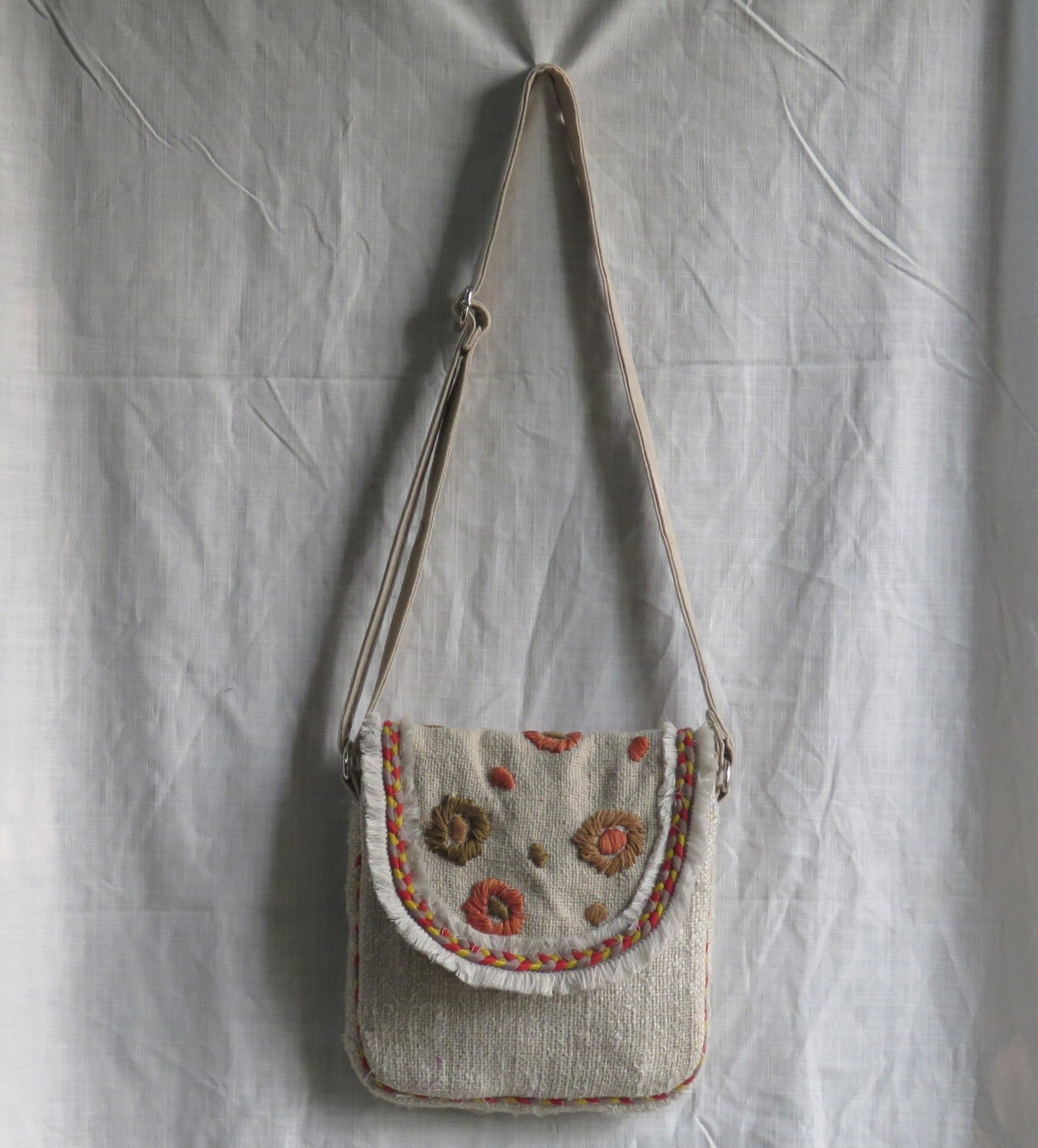 Handcrafted Linen - Cotton Sling Bag – Sling Bag on Brown Living™. SKU: KRBL02. Img 3.