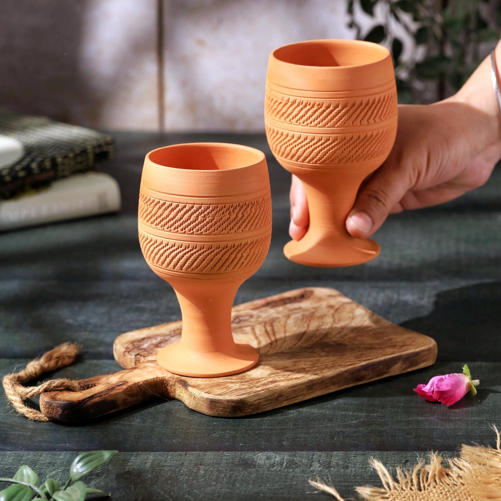Handcrafted Natural Terracotta Special Juice Glass – Glasses & Tumblers on Brown Living™. SKU: DG-16. Img 12.