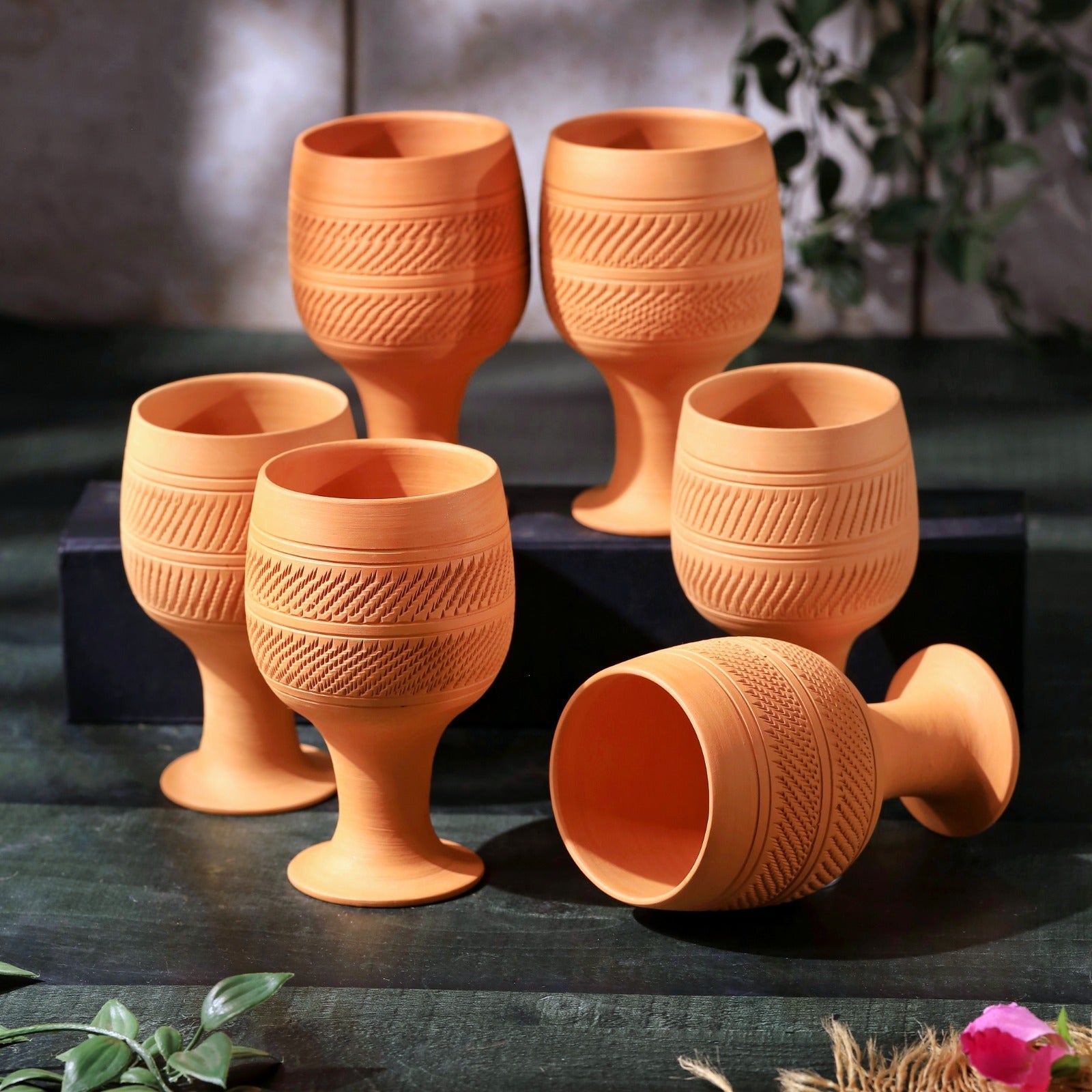 Handcrafted Natural Terracotta Special Juice Glass – Glasses & Tumblers on Brown Living™. SKU: DG-18. Img 2.