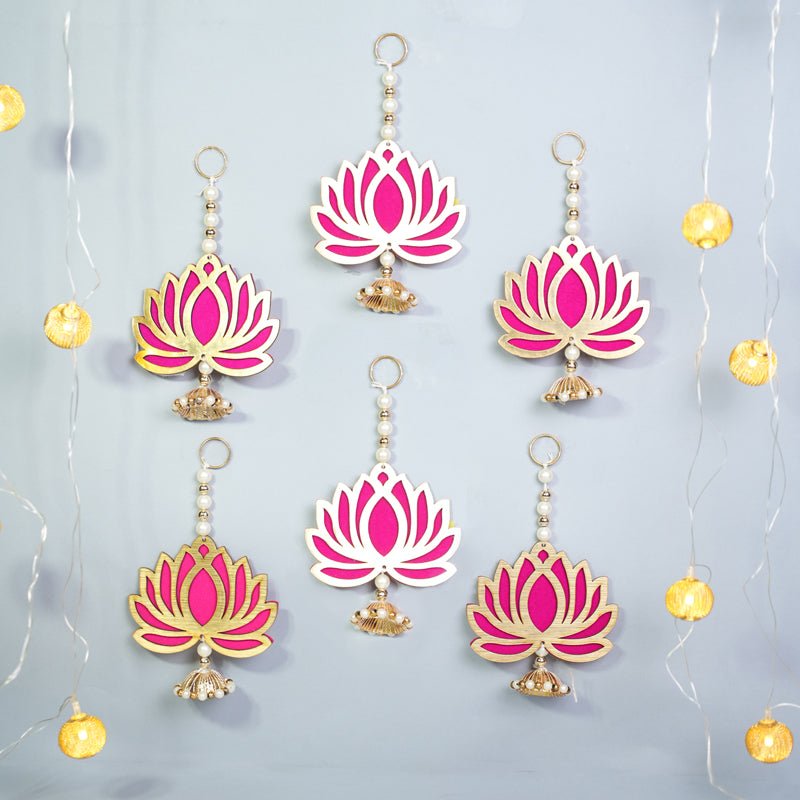 Handcrafted Pink Lotus Hanging for Home Decoration – Home Decor on Brown Living™. SKU: MJ00045DR. Img 5.