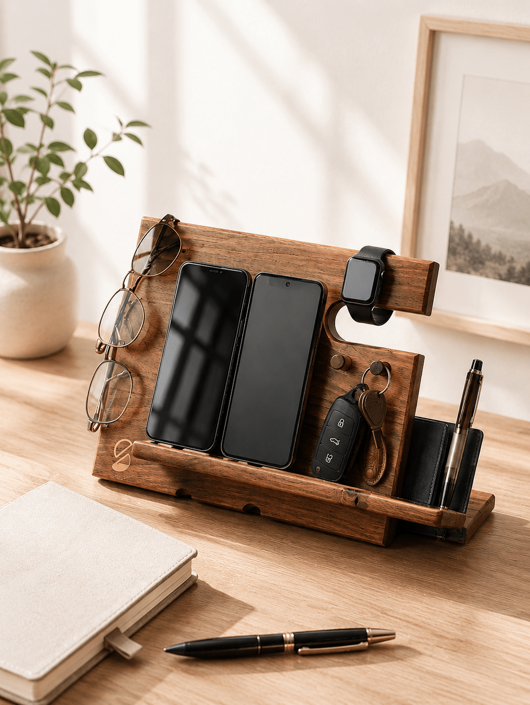 Handcrafted Wooden Multipurpose Desk Organiser – Desk Organizers on Brown Living™. SKU: DO. Img 1.