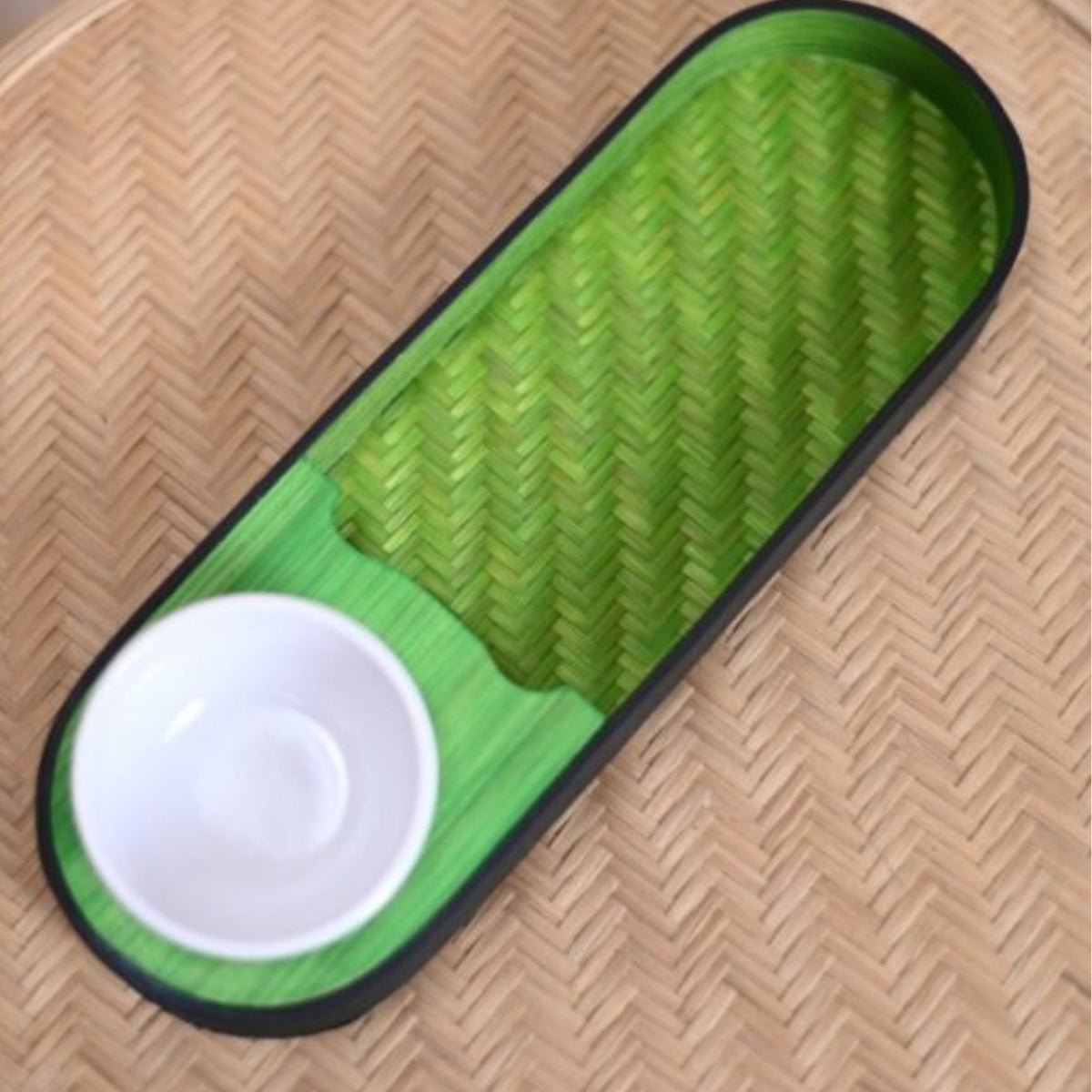 Handmade Bamboo Chip & Dip - Green | Verified Sustainable by Brown Living™