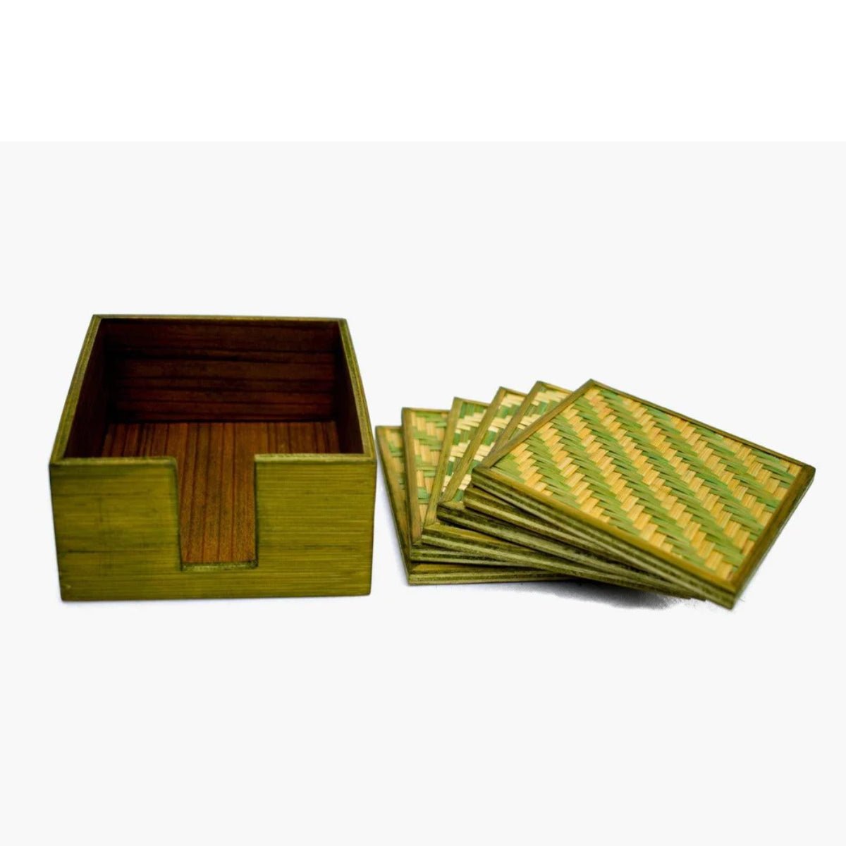 Handmade Bamboo Coasters - Green | Verified Sustainable by Brown Living™