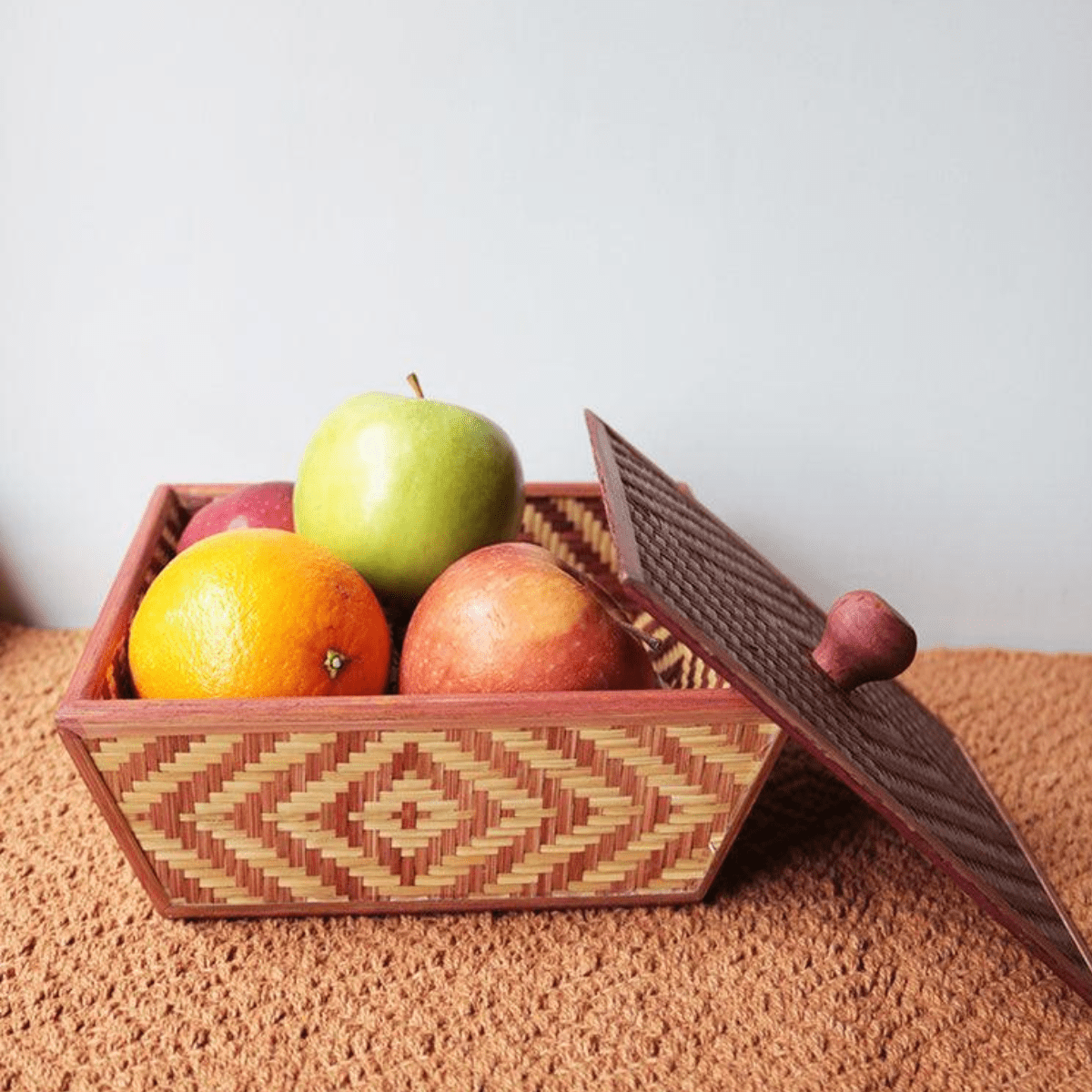 Handmade Bamboo Fruit Basket With Lid – Baskets & Boxes by Kadam Haat available on Brown Living™. Brown . SKU: TB57BRN - NEW. Img 5.